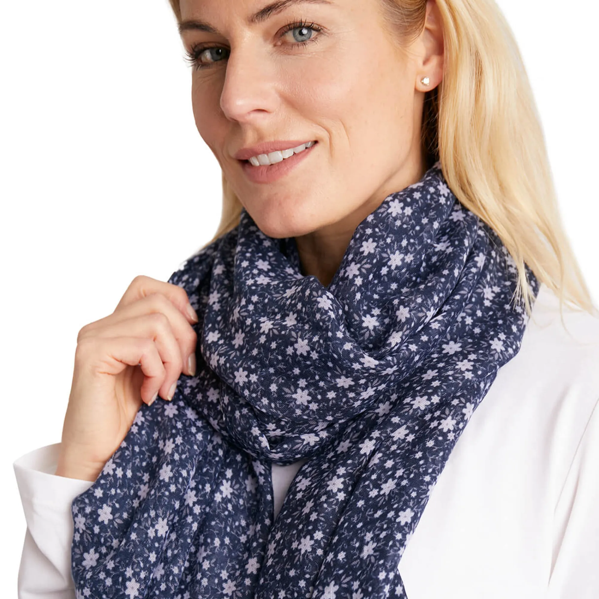 Women Rohan Insect Shield Wildflower Wrap Scarf Navy