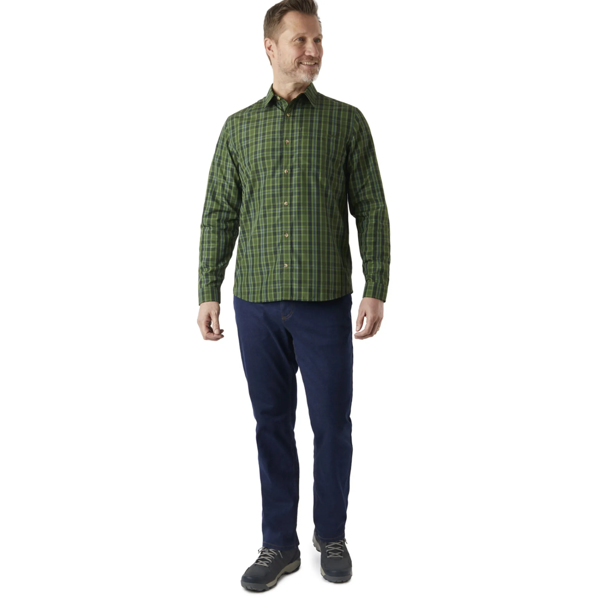 Men Rohan Men'S Coast Long Sleeve Shirt Highland Green Check