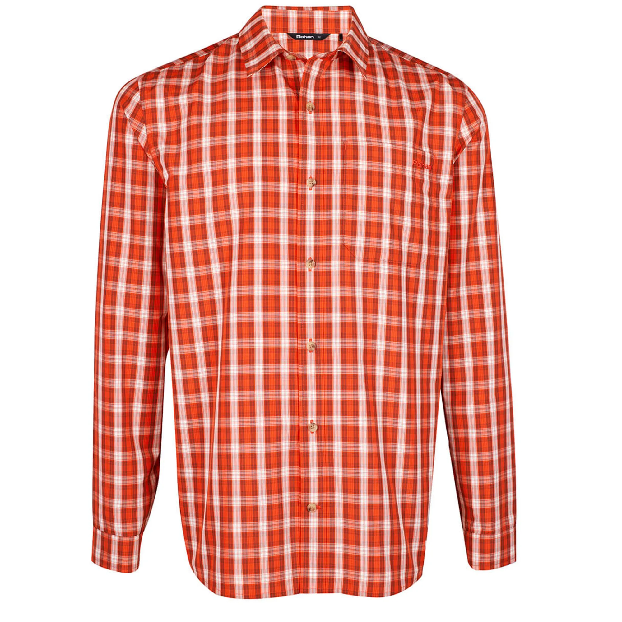 Men Rohan Men'S Coast Long Sleeve Shirt Solar Orange/Auburn Check