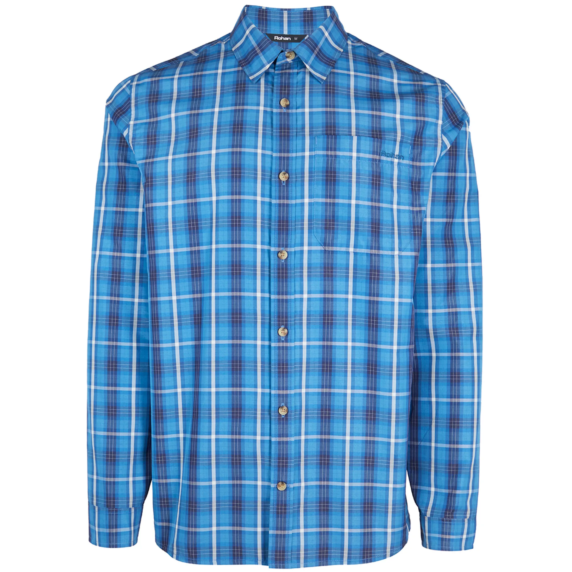 Men Rohan Men'S Coast Long Sleeve Shirt Island Blue Check