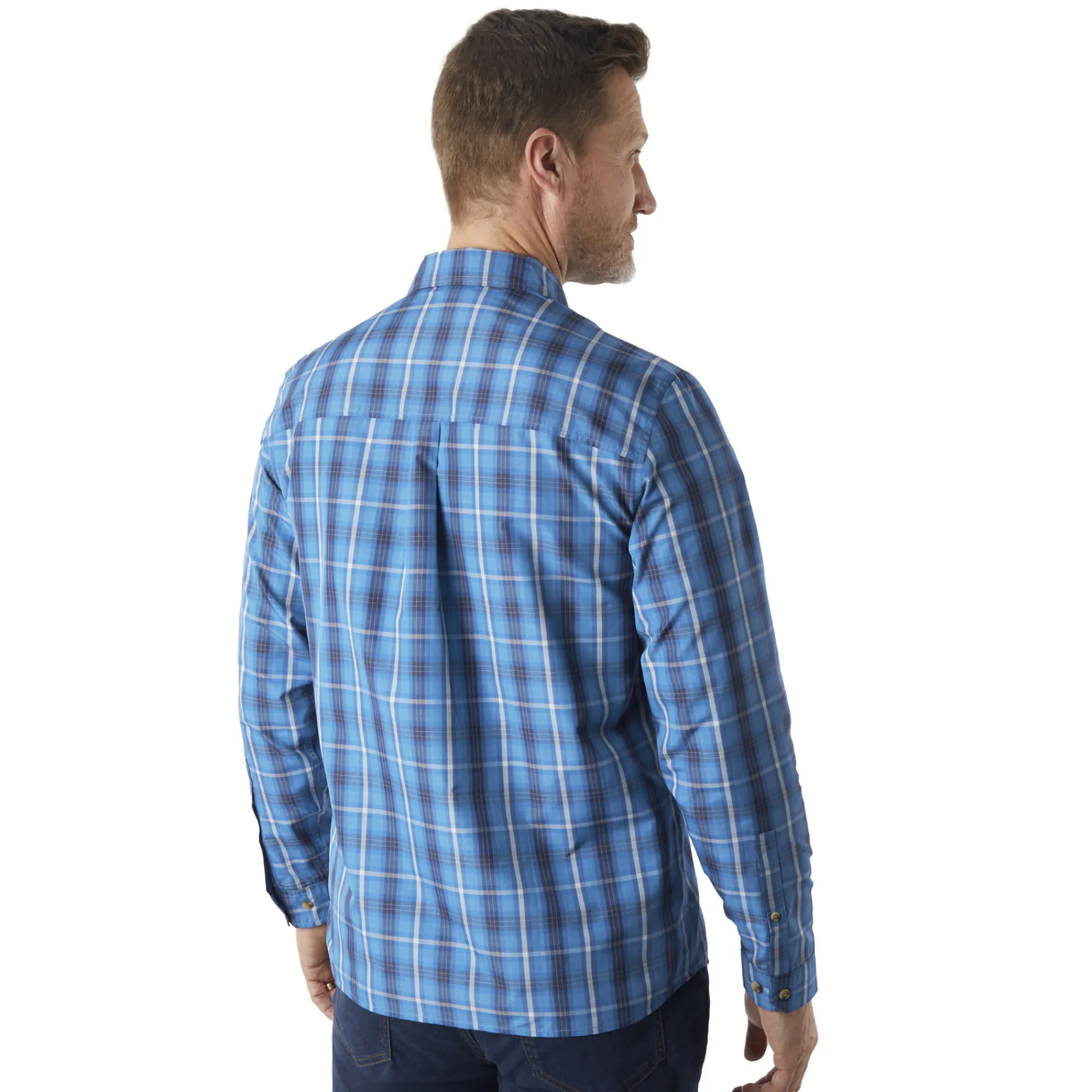 Men Rohan Men'S Coast Long Sleeve Shirt Island Blue Check