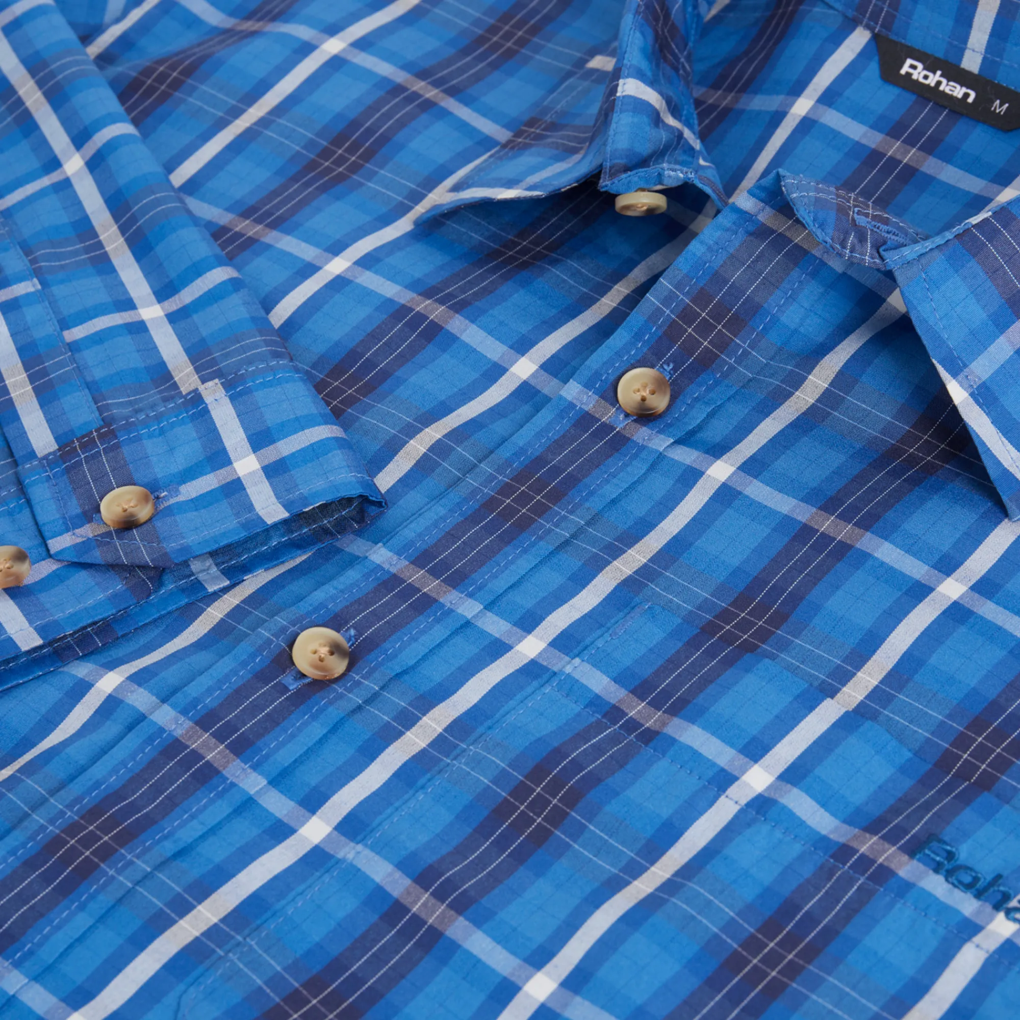 Men Rohan Men'S Coast Long Sleeve Shirt Island Blue Check