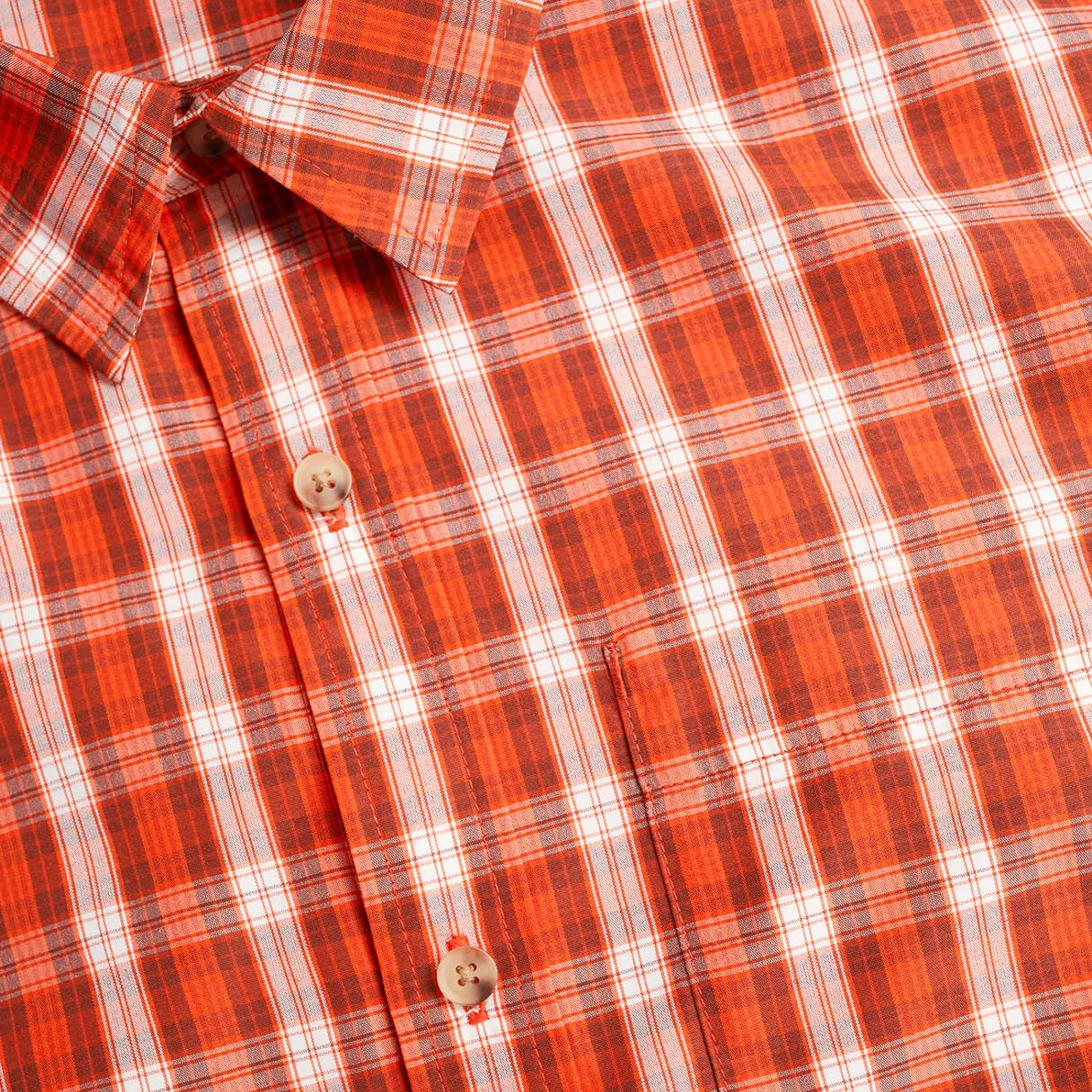Men Rohan Men'S Coast Long Sleeve Shirt Solar Orange/Auburn Check