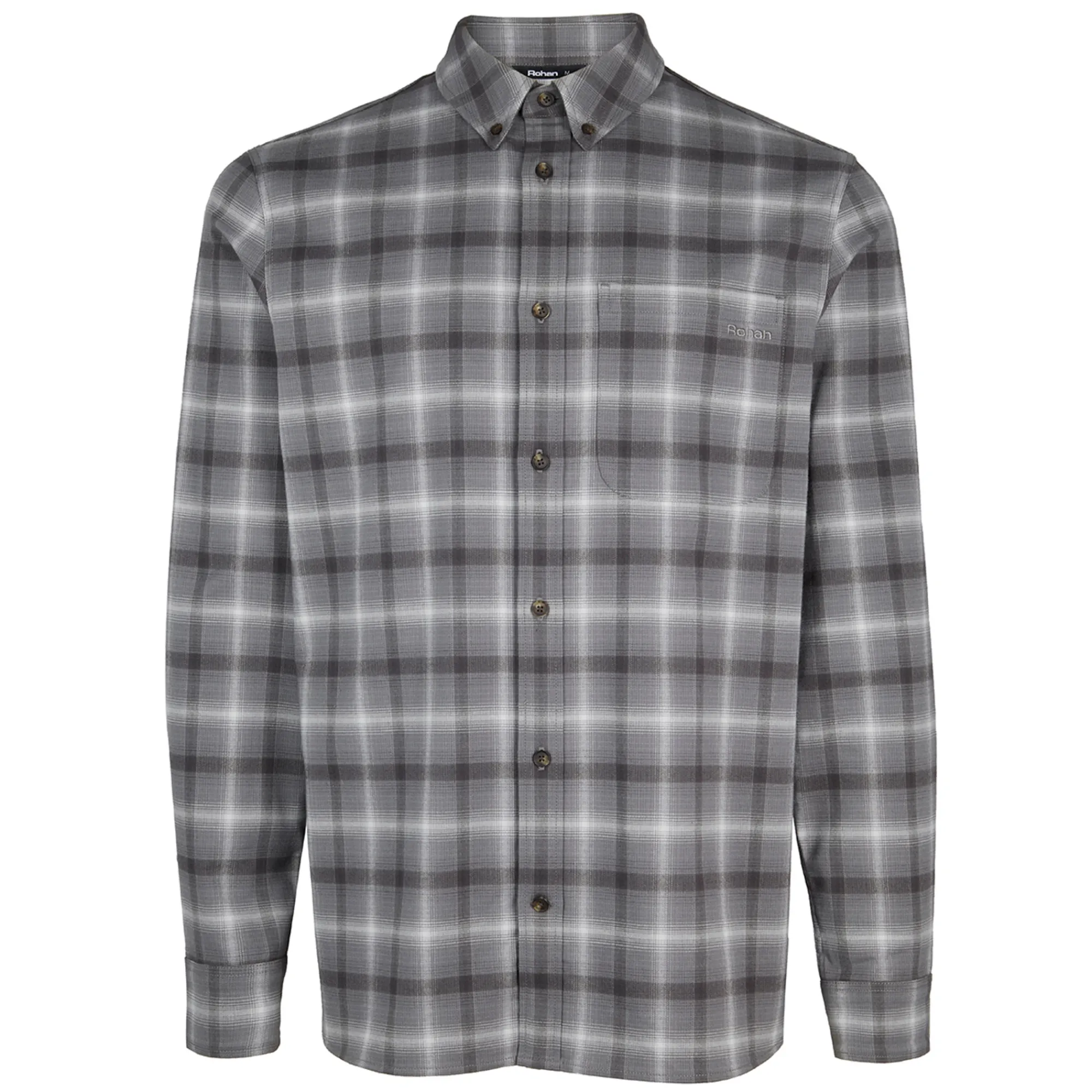 Men Rohan Men'S Dover Long Sleeve Shirt Grey Rock Check
