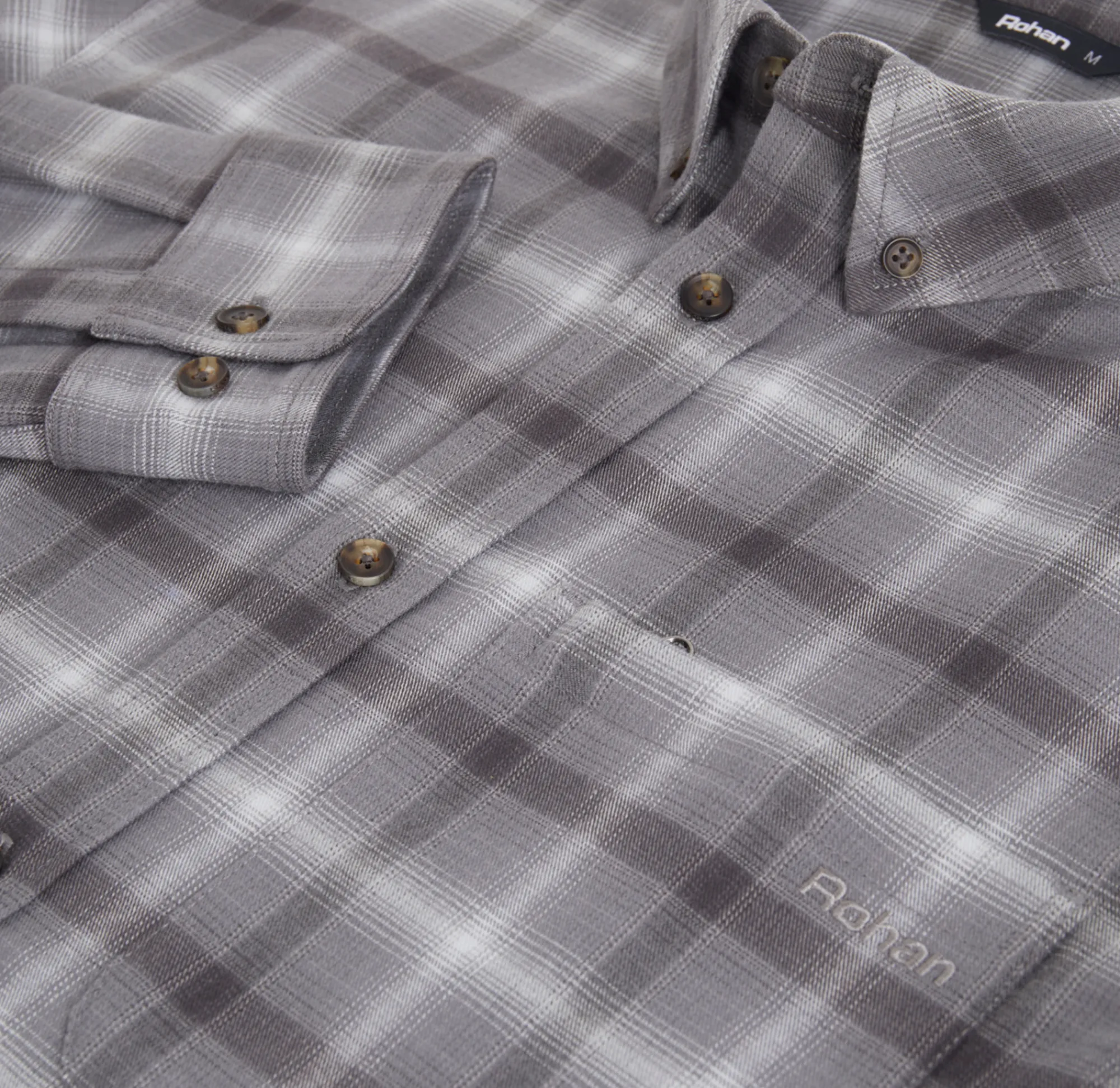 Men Rohan Men'S Dover Long Sleeve Shirt Grey Rock Check