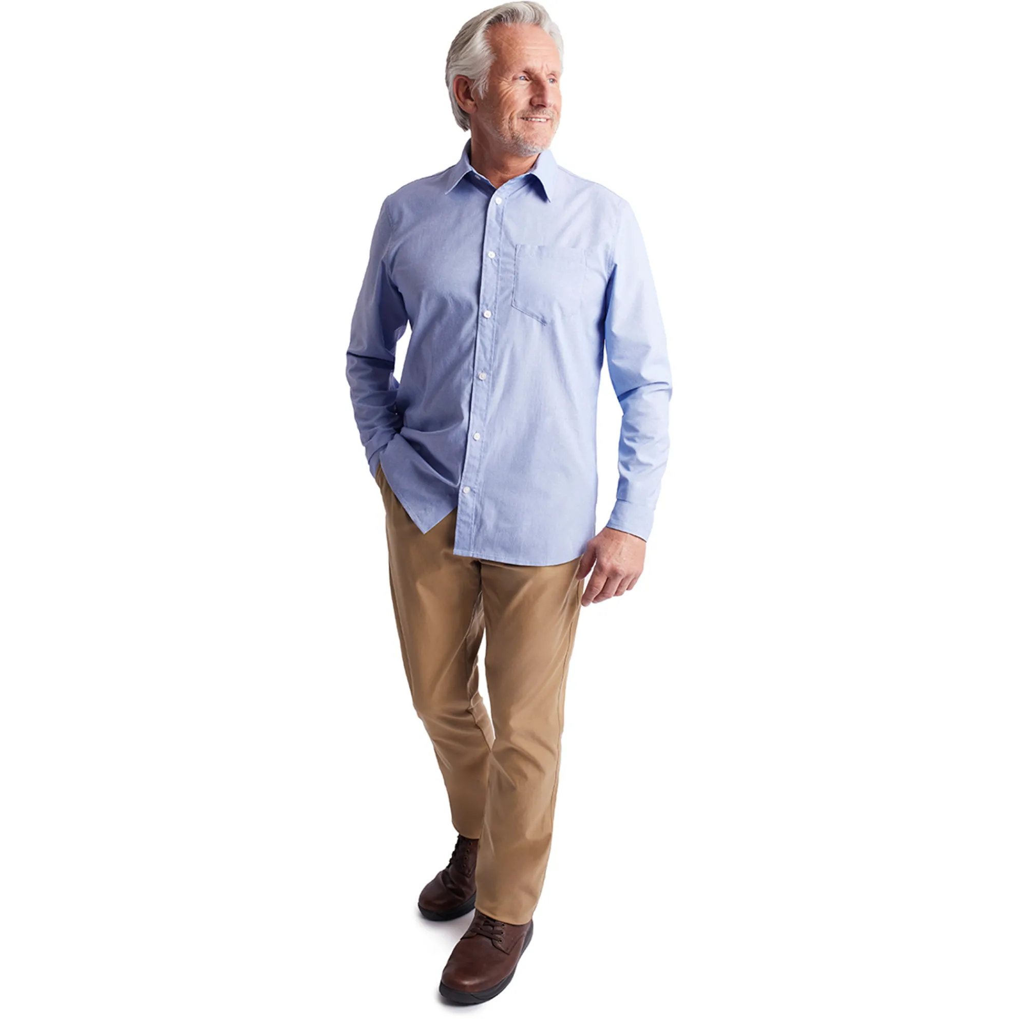Men Rohan Men'S Finchley Long Sleeve Shirt Ridge Blue Oxford