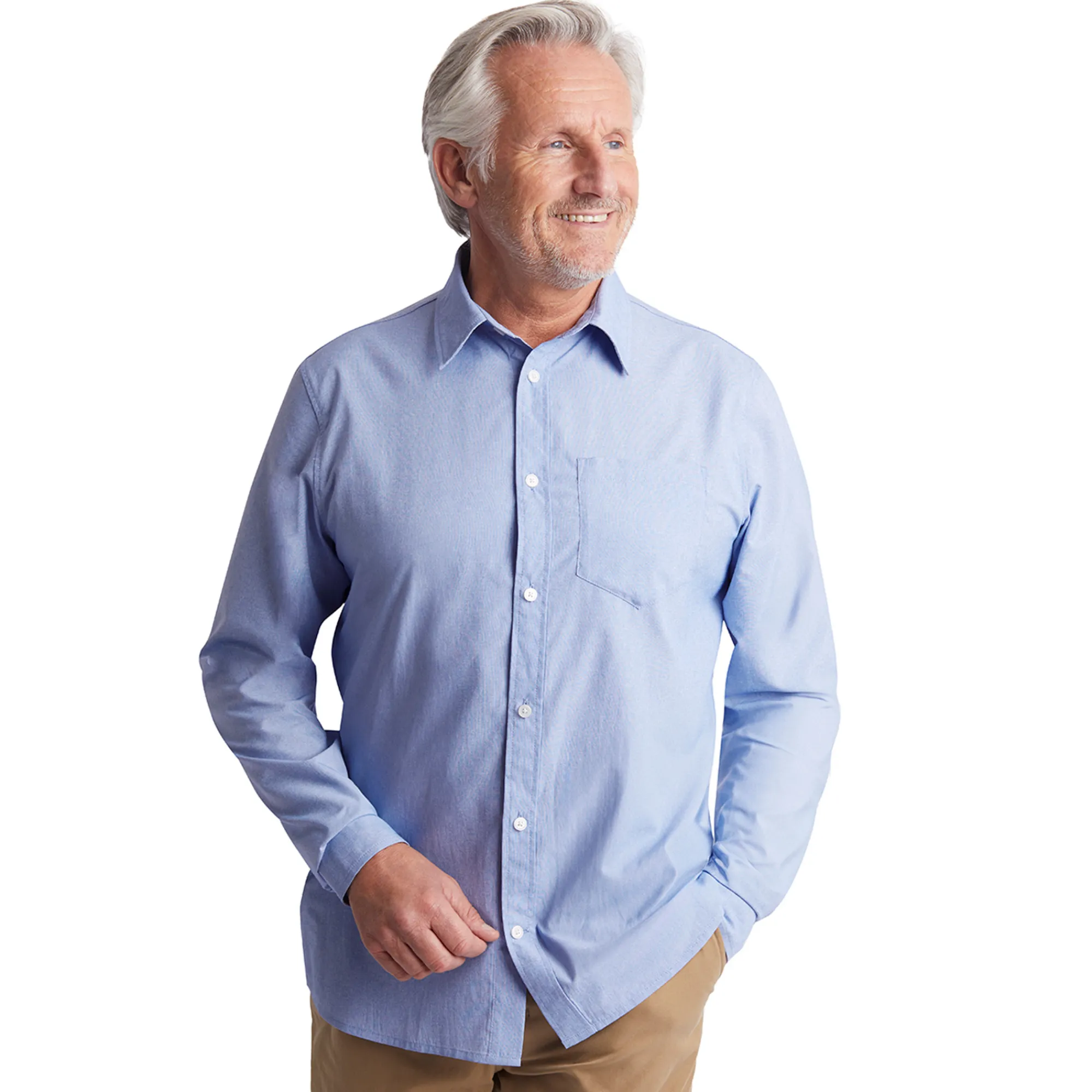 Men Rohan Men'S Finchley Long Sleeve Shirt Ridge Blue Oxford