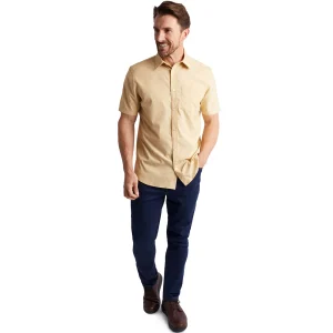Men Rohan Men'S Finchley Short Sleeve Shirt Iris Yellow Oxford