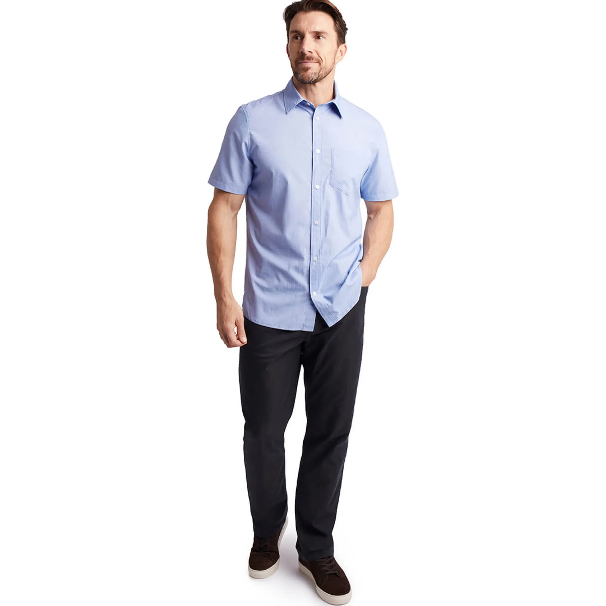 Men Rohan Men'S Finchley Short Sleeve Shirt Ridge Blue Oxford