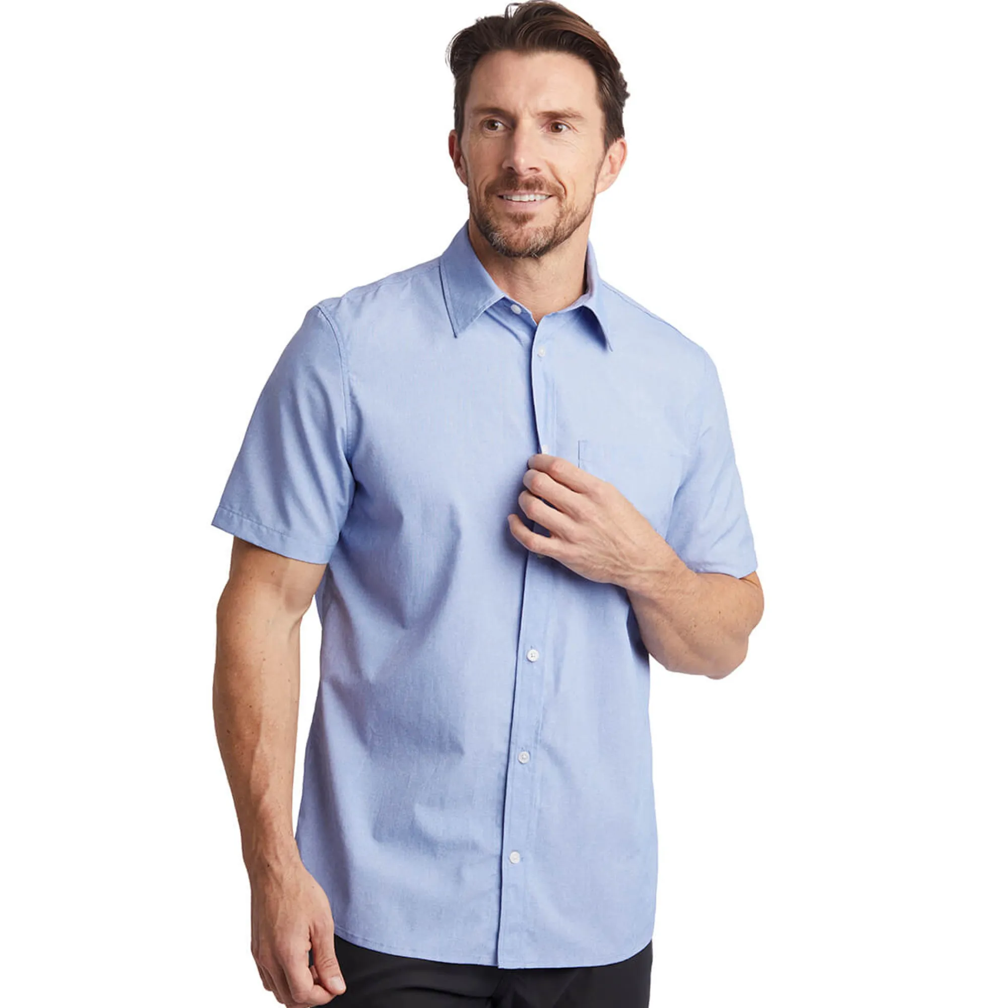 Men Rohan Men'S Finchley Short Sleeve Shirt Ridge Blue Oxford
