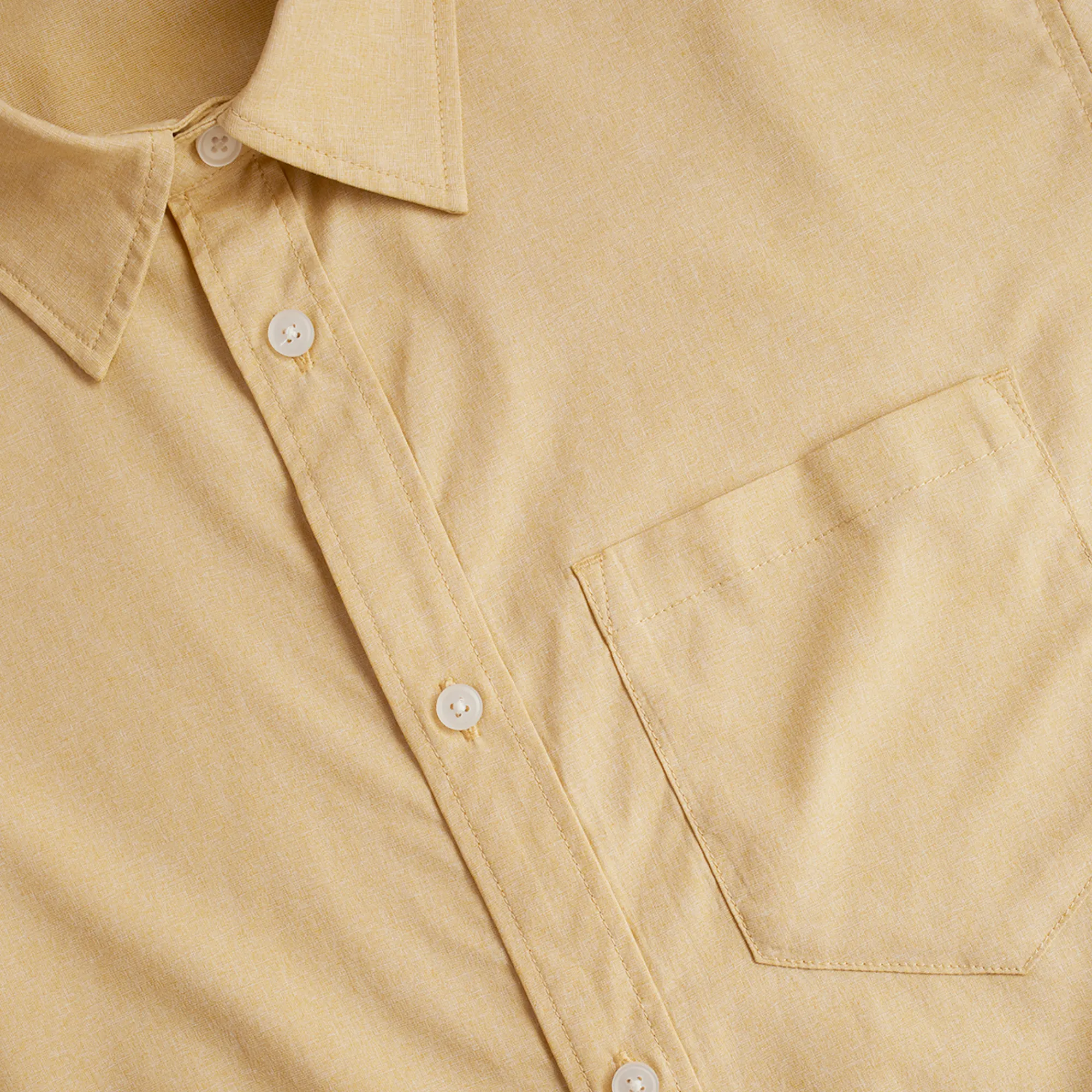 Men Rohan Men'S Finchley Short Sleeve Shirt Iris Yellow Oxford