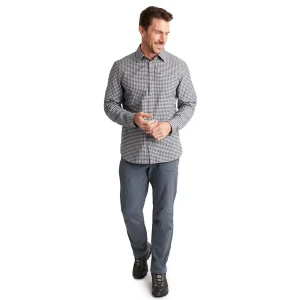 Men Rohan Men'S Firth Long Sleeve Shirt Marine Blue Gingham
