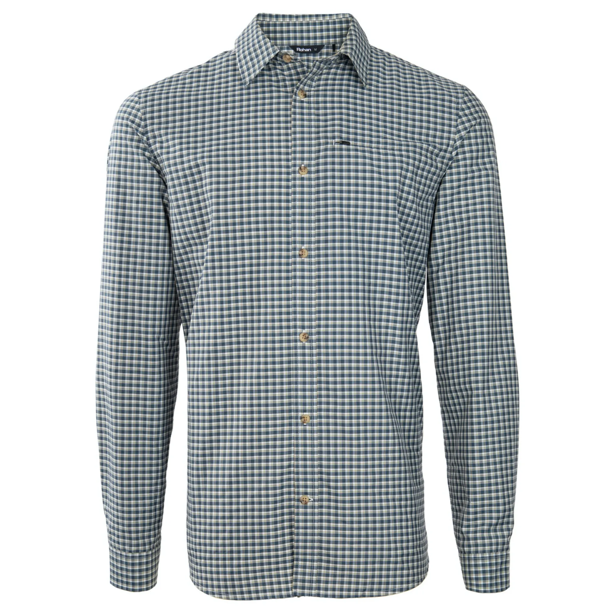 Men Rohan Men'S Firth Long Sleeve Shirt Marine Blue Gingham