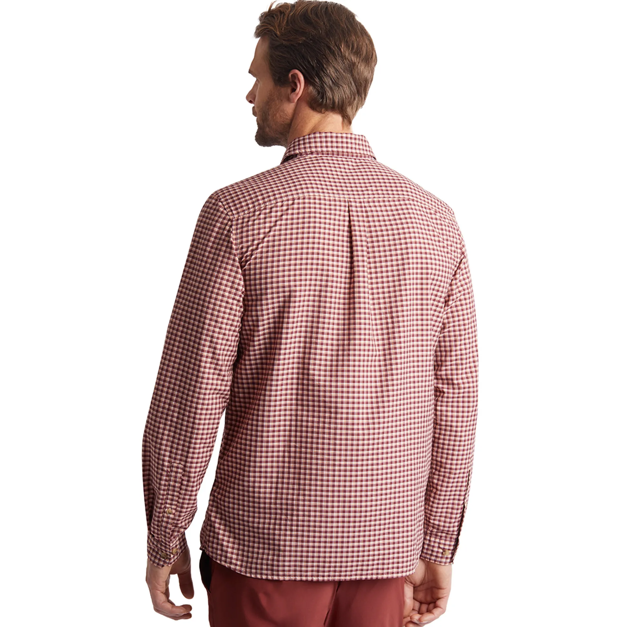 Men Rohan Men'S Firth Long Sleeve Shirt Chestnut Red Gingham