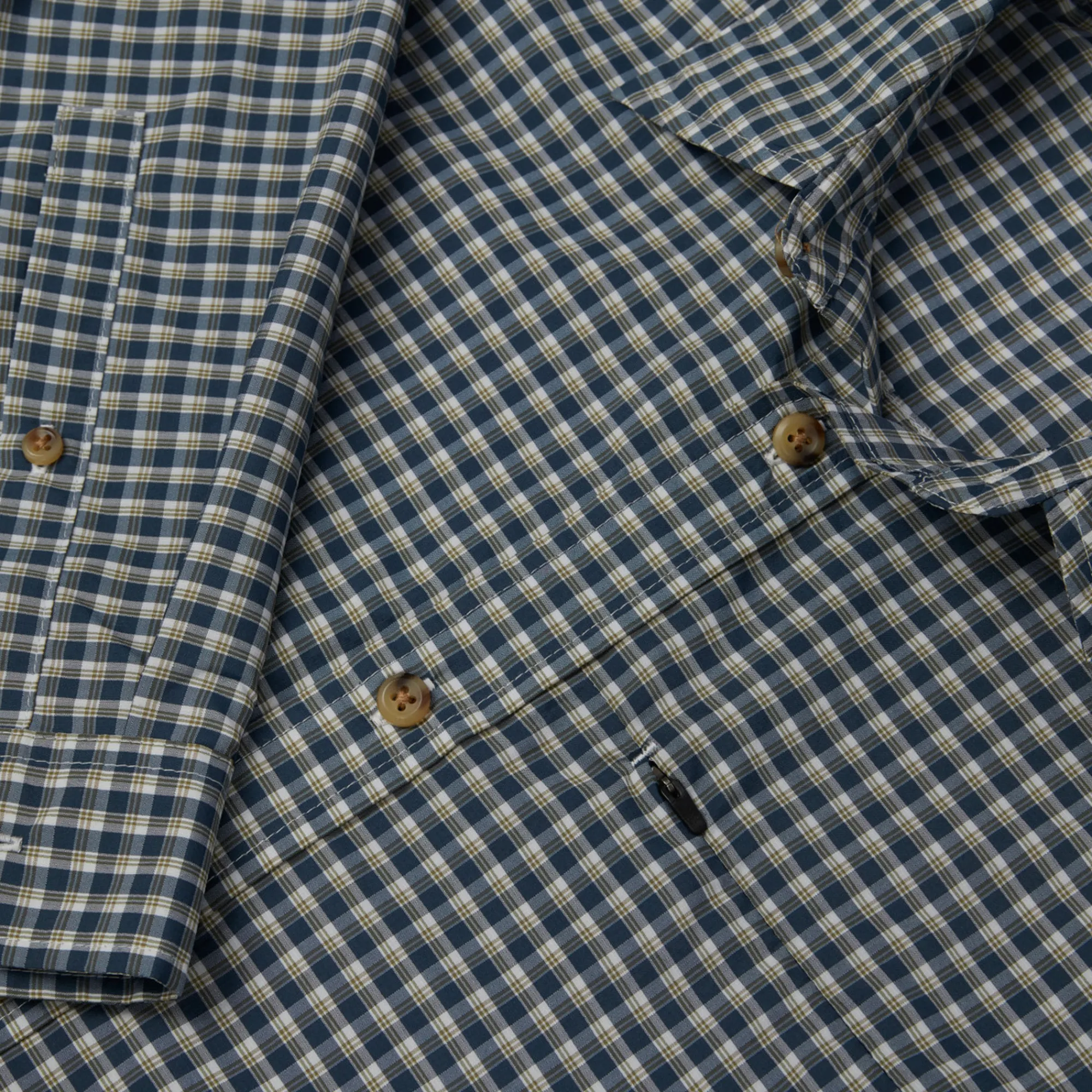 Men Rohan Men'S Firth Long Sleeve Shirt Marine Blue Gingham