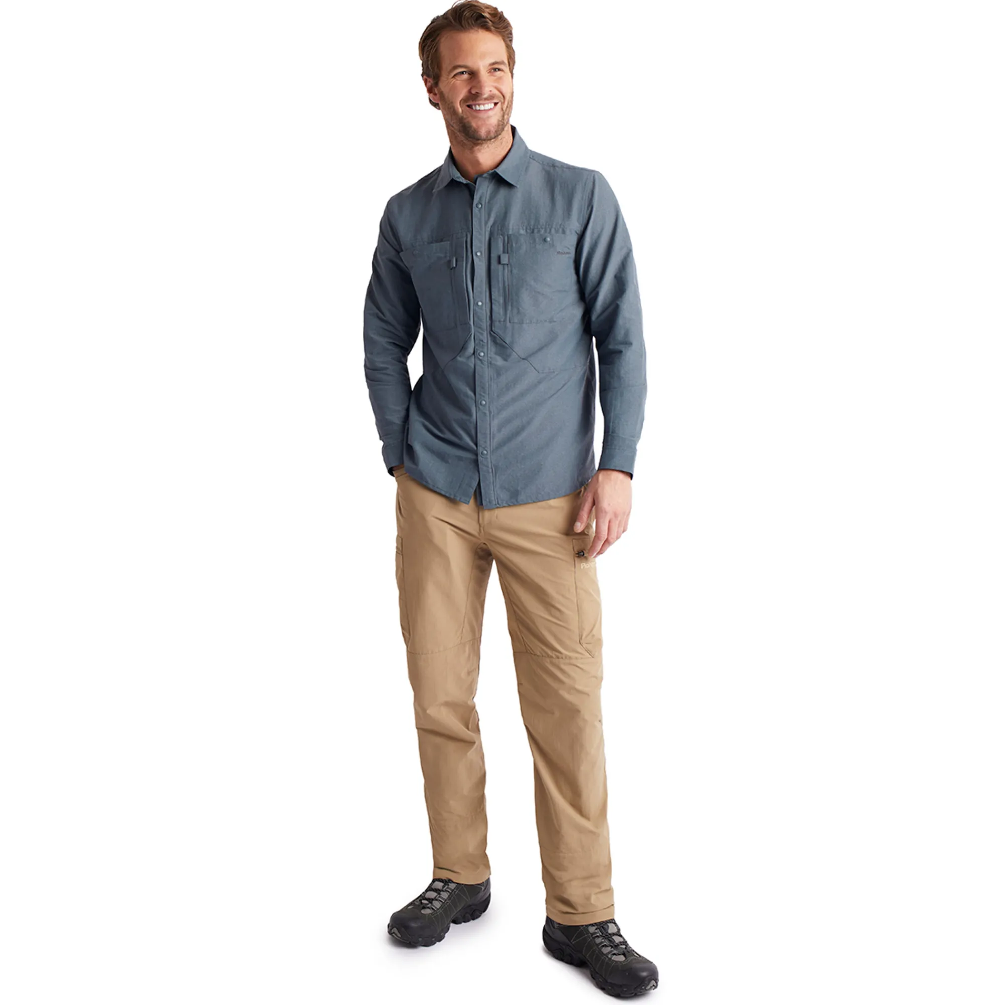 Men Rohan Men'S Frontier Long Sleeve Shirt Slate Grey Marl
