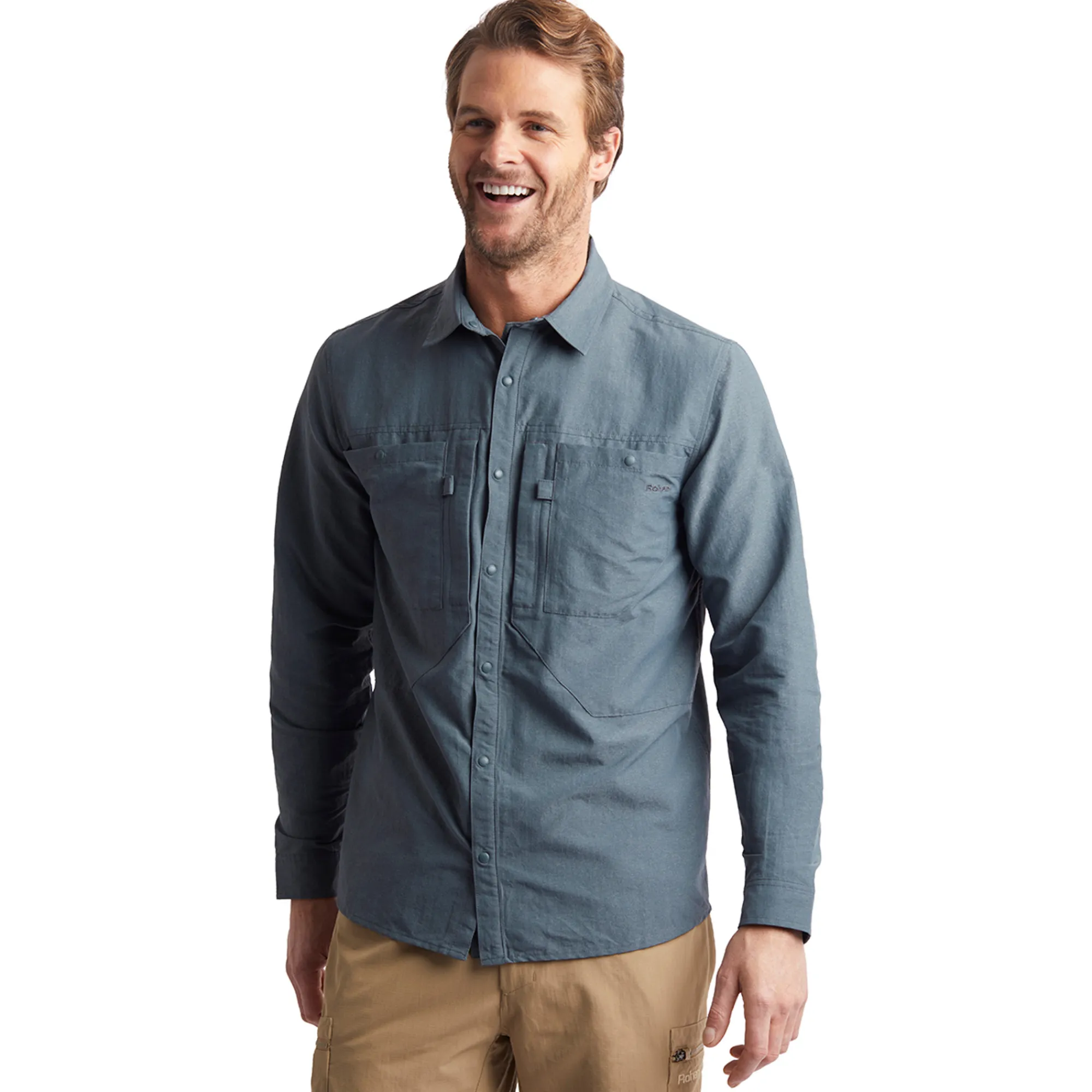 Men Rohan Men'S Frontier Long Sleeve Shirt Slate Grey Marl