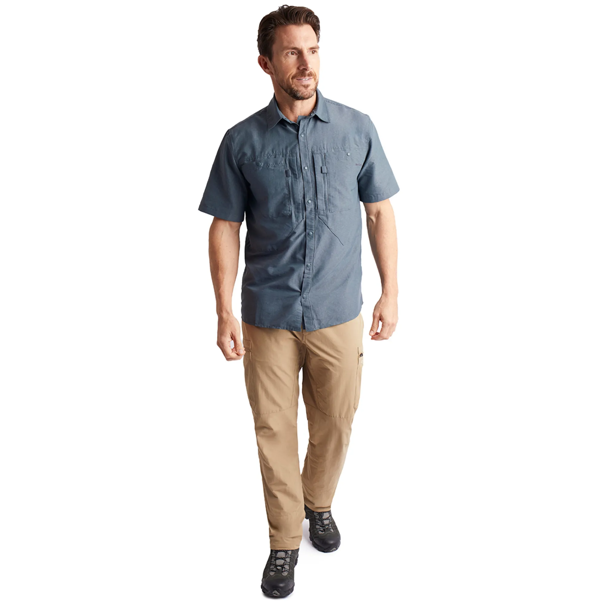 Men Rohan Men'S Frontier Short Sleeve Shirt Slate Grey Marl