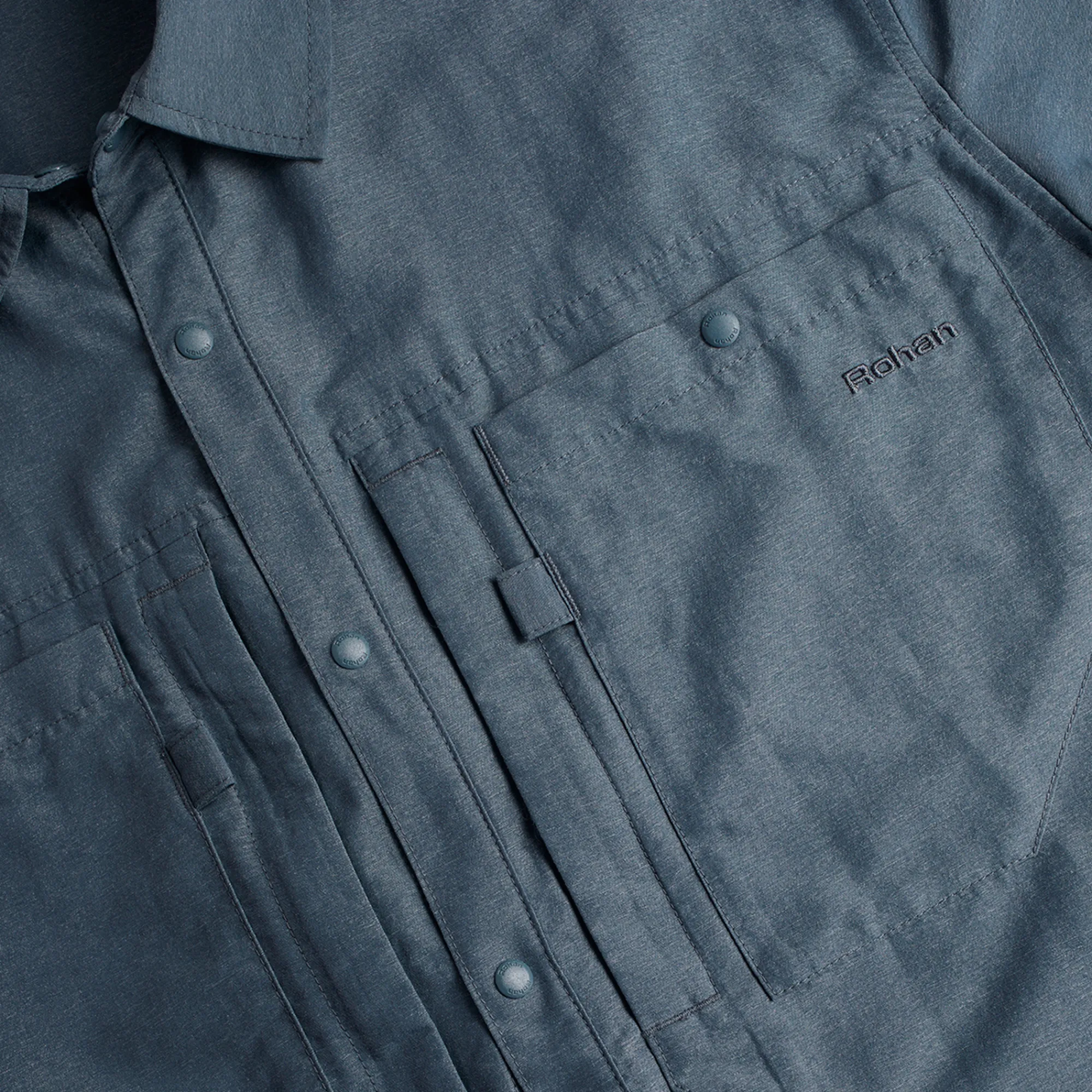 Men Rohan Men'S Frontier Short Sleeve Shirt Slate Grey Marl