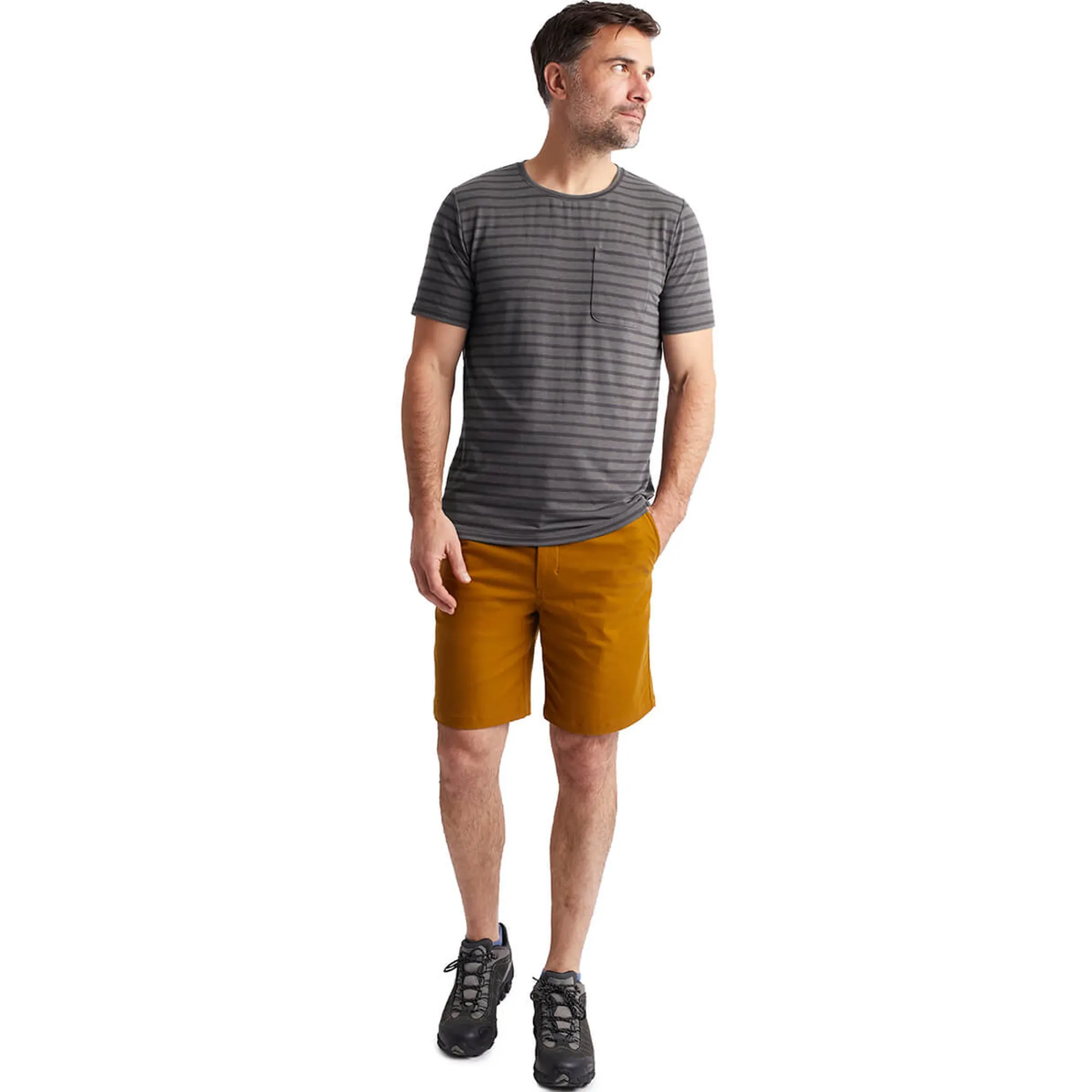 Men Rohan Men'S Harbour Short Sleeve T-Shirt Stormy Grey Marl Stripe