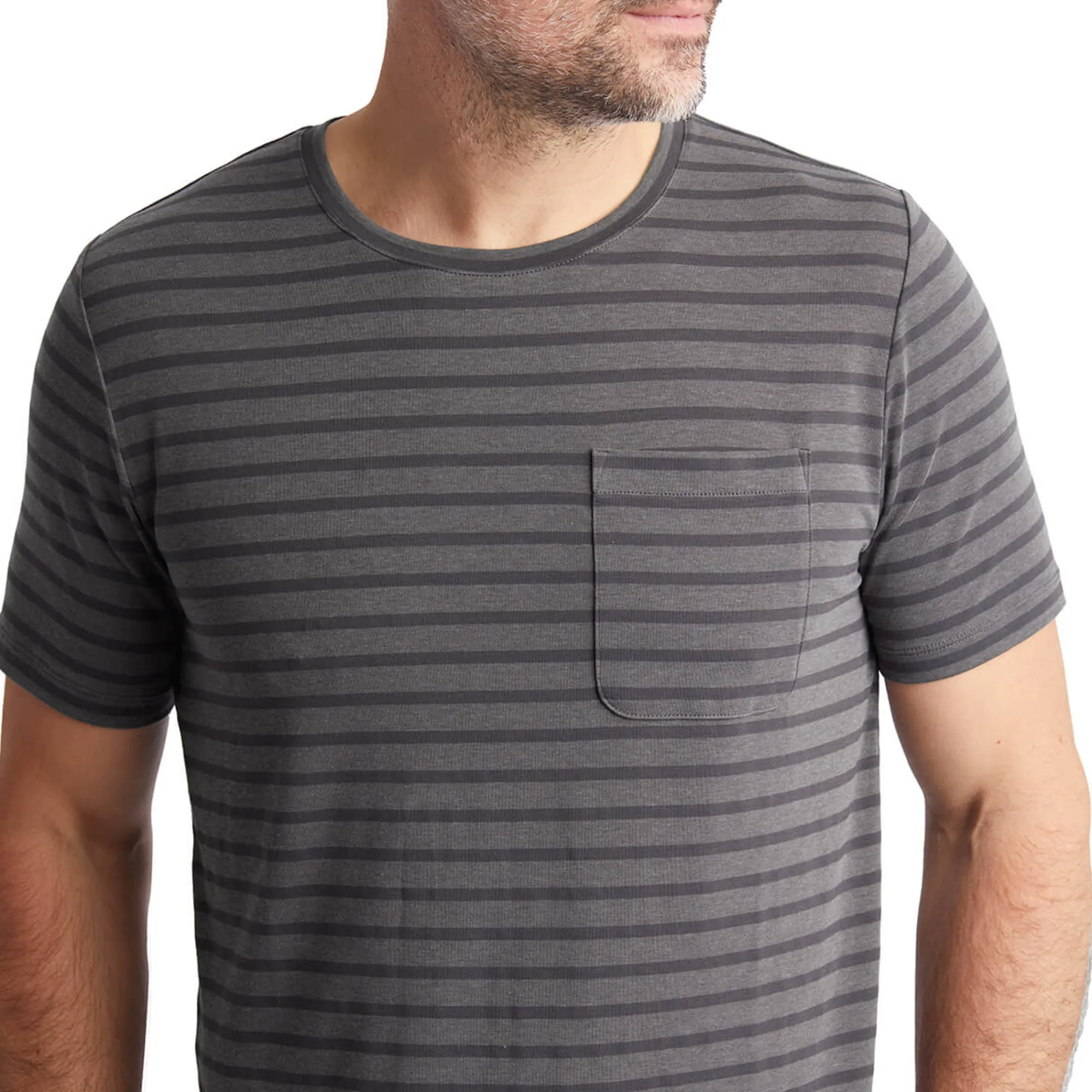 Men Rohan Men'S Harbour Short Sleeve T-Shirt Stormy Grey Marl Stripe