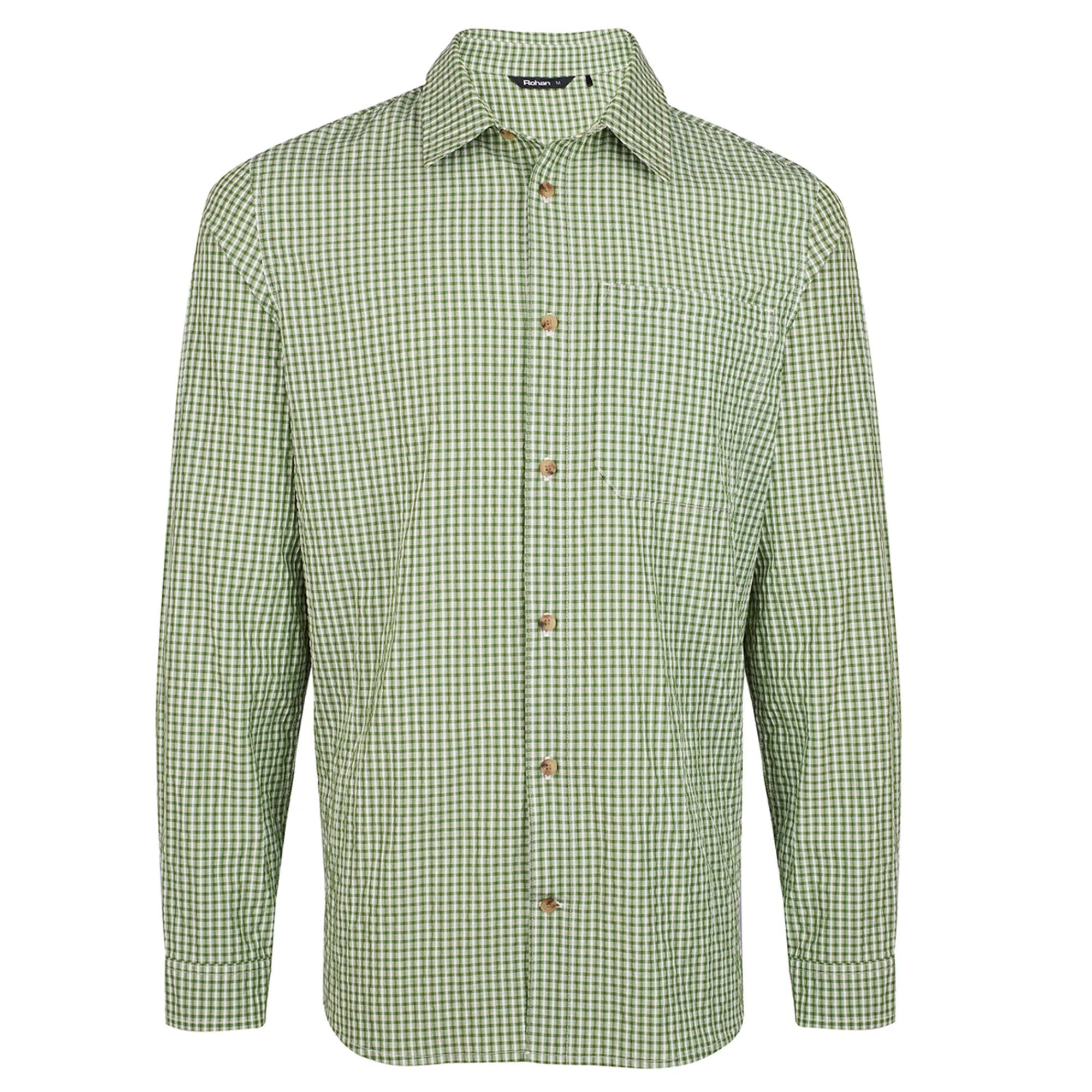 Men Rohan Men'S Isle Long Sleeve Shirt Alpine Green Gingham