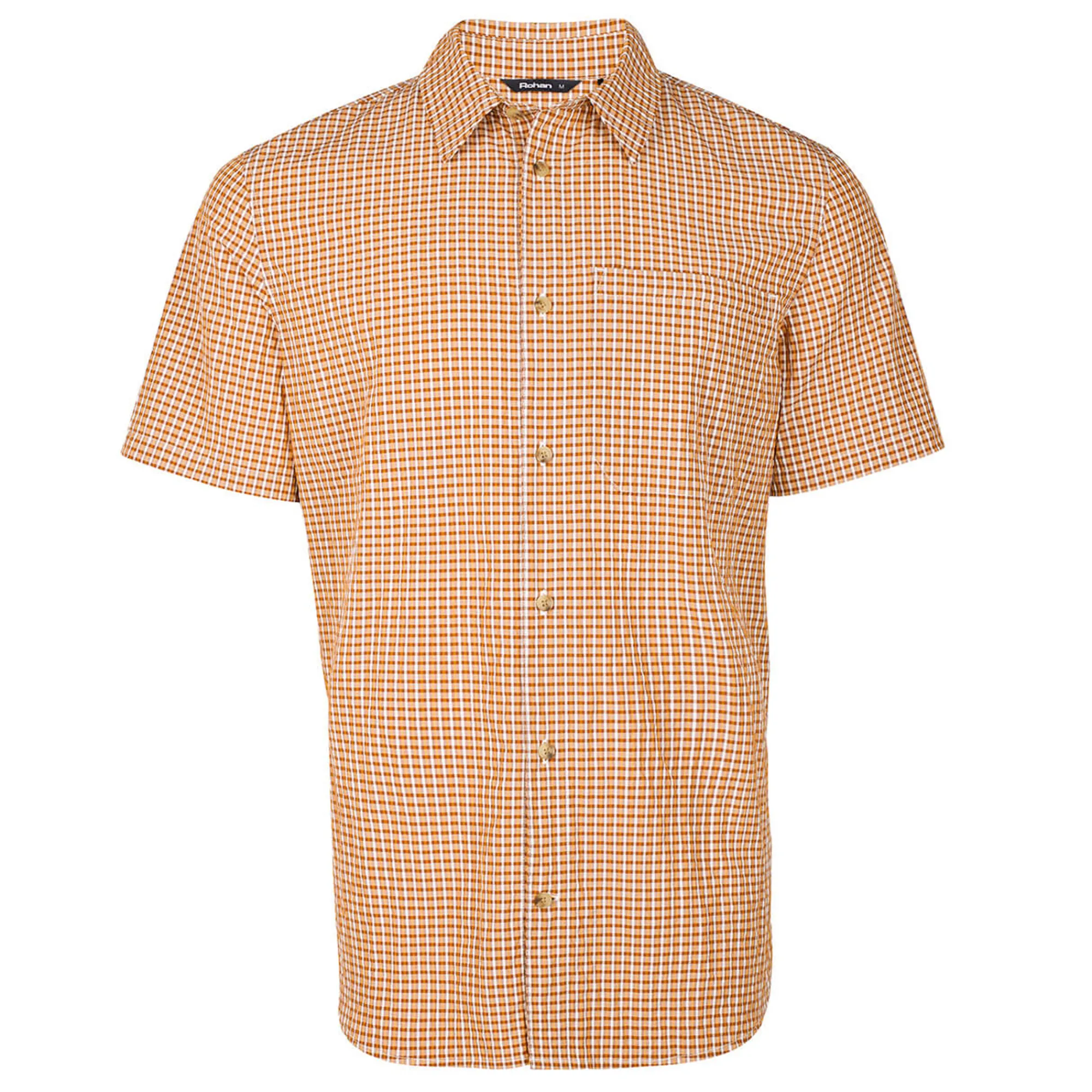 Men Rohan Men'S Isle Short Sleeve Shirt Sunset Orange Gingham