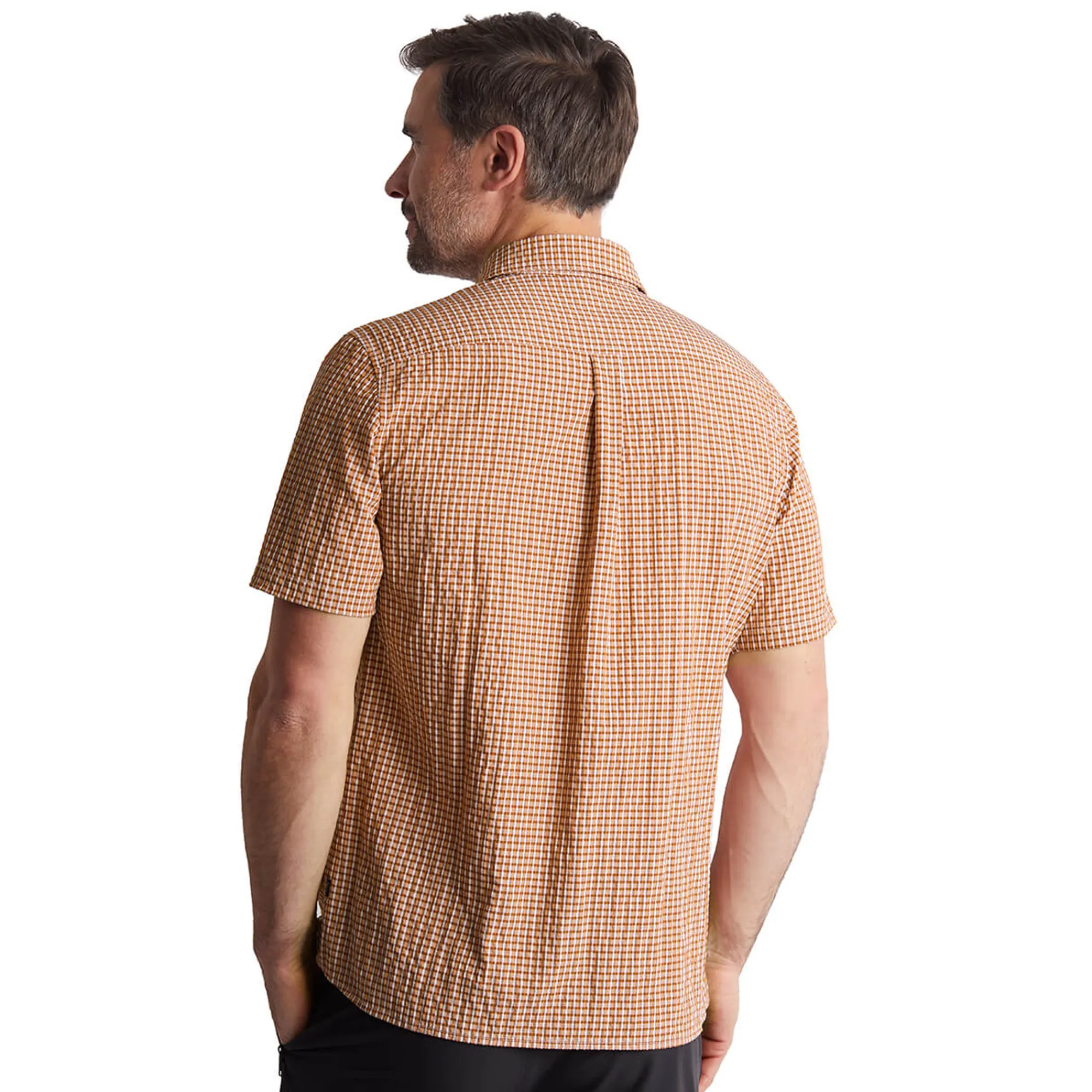Men Rohan Men'S Isle Short Sleeve Shirt Sunset Orange Gingham