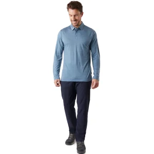 Men Rohan Men'S Merino Cool Long Sleeve Polo Shadow Blue Marl