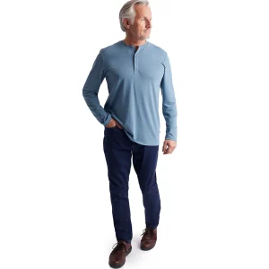 Men Rohan Men'S Newlyn Henley Long Sleeve Top Cliff Blue