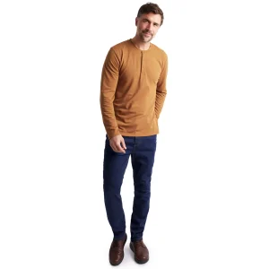 Men Rohan Men'S Newlyn Henley Long Sleeve Top Desert Ochre