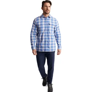 Men Rohan Men'S Pennine Long Sleeve Shirt Ecru/Island Blue Check