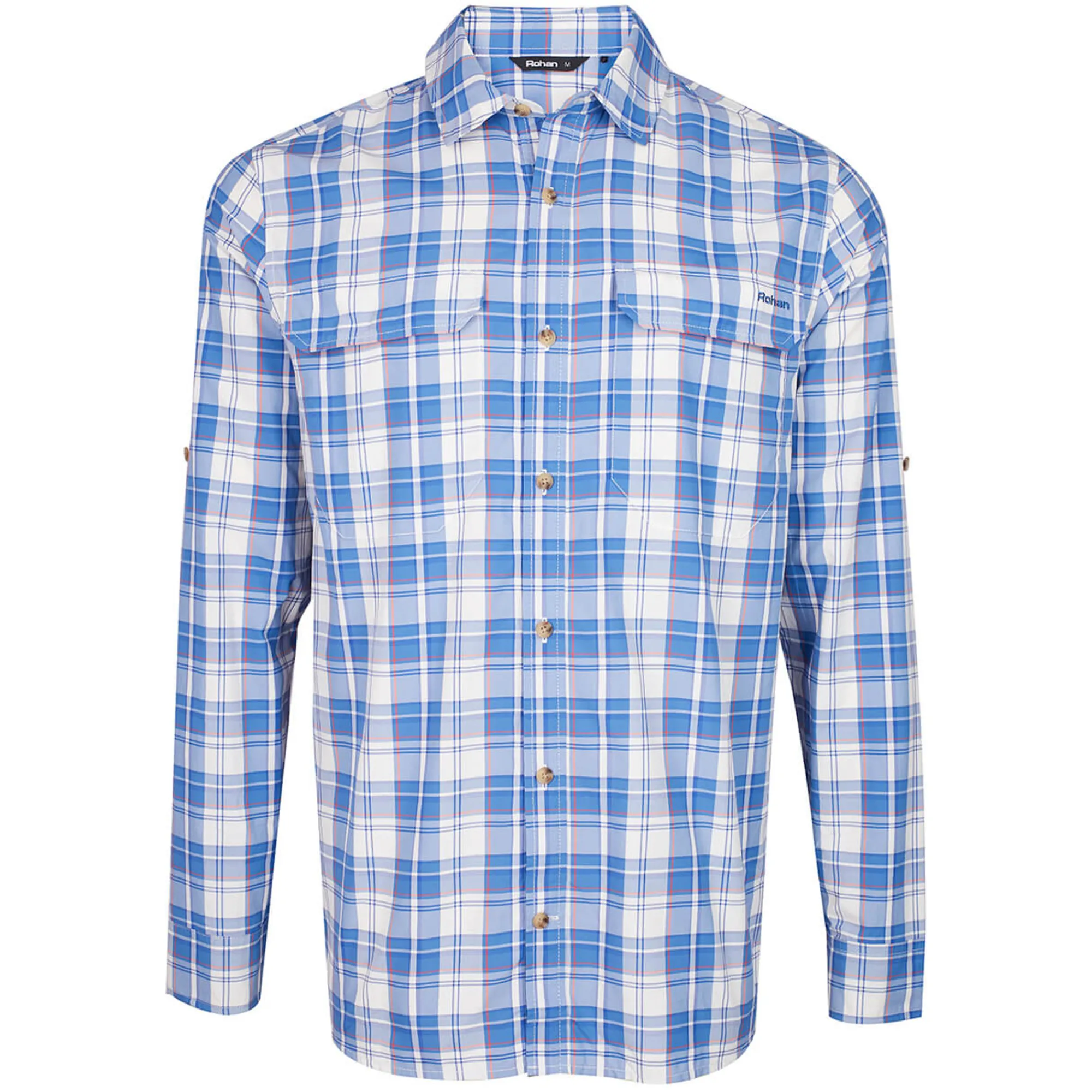 Men Rohan Men'S Pennine Long Sleeve Shirt Ecru/Island Blue Check