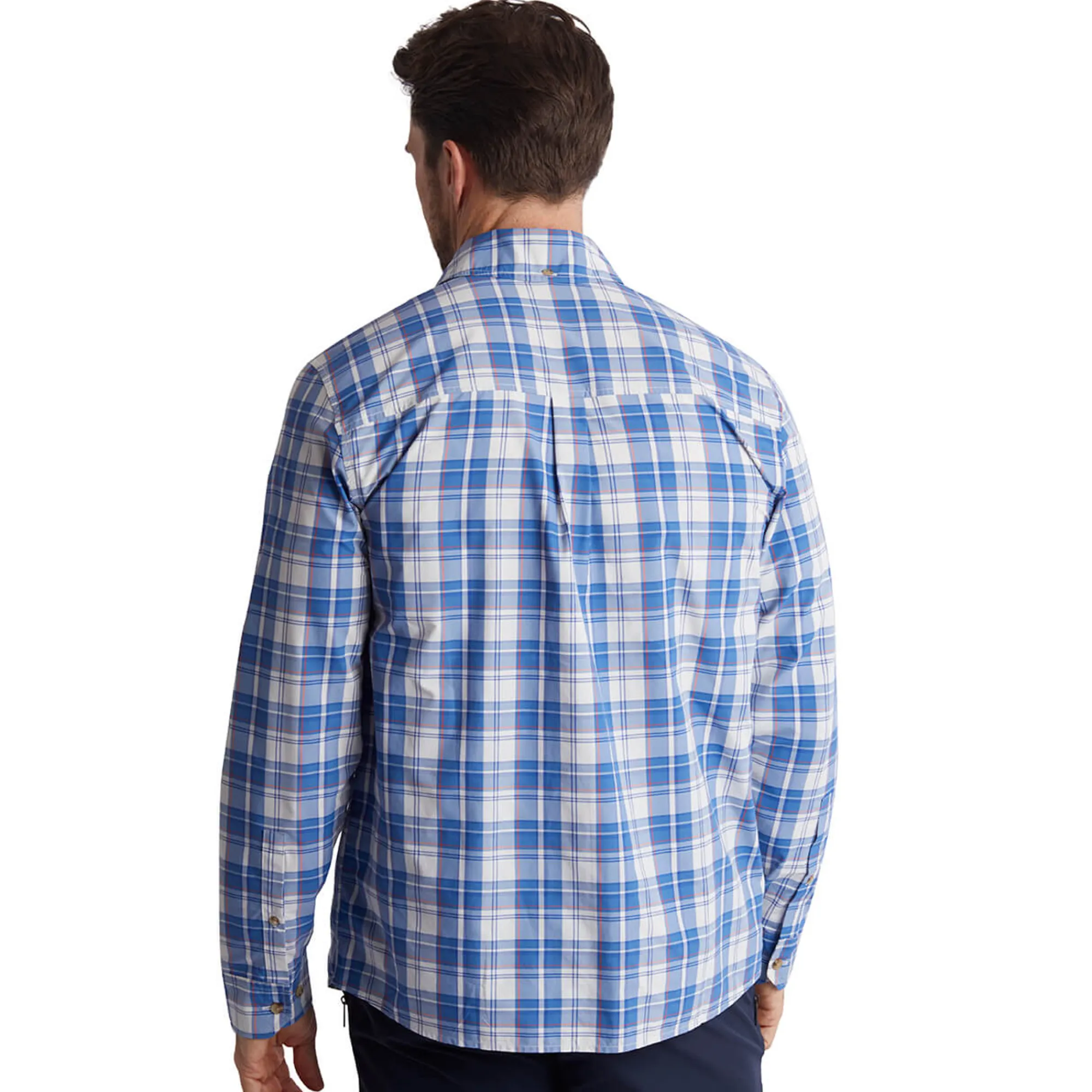 Men Rohan Men'S Pennine Long Sleeve Shirt Ecru/Island Blue Check