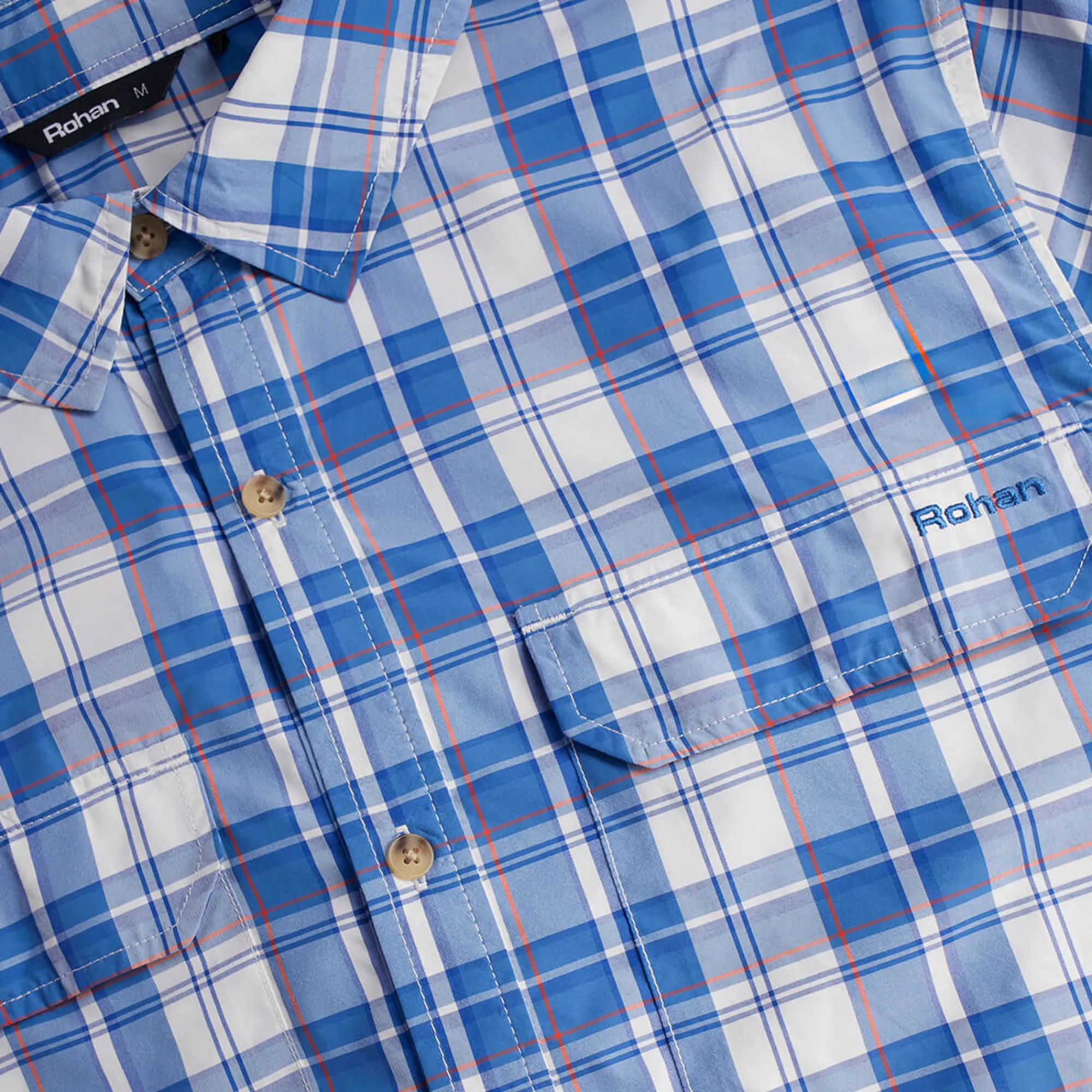 Men Rohan Men'S Pennine Long Sleeve Shirt Ecru/Island Blue Check