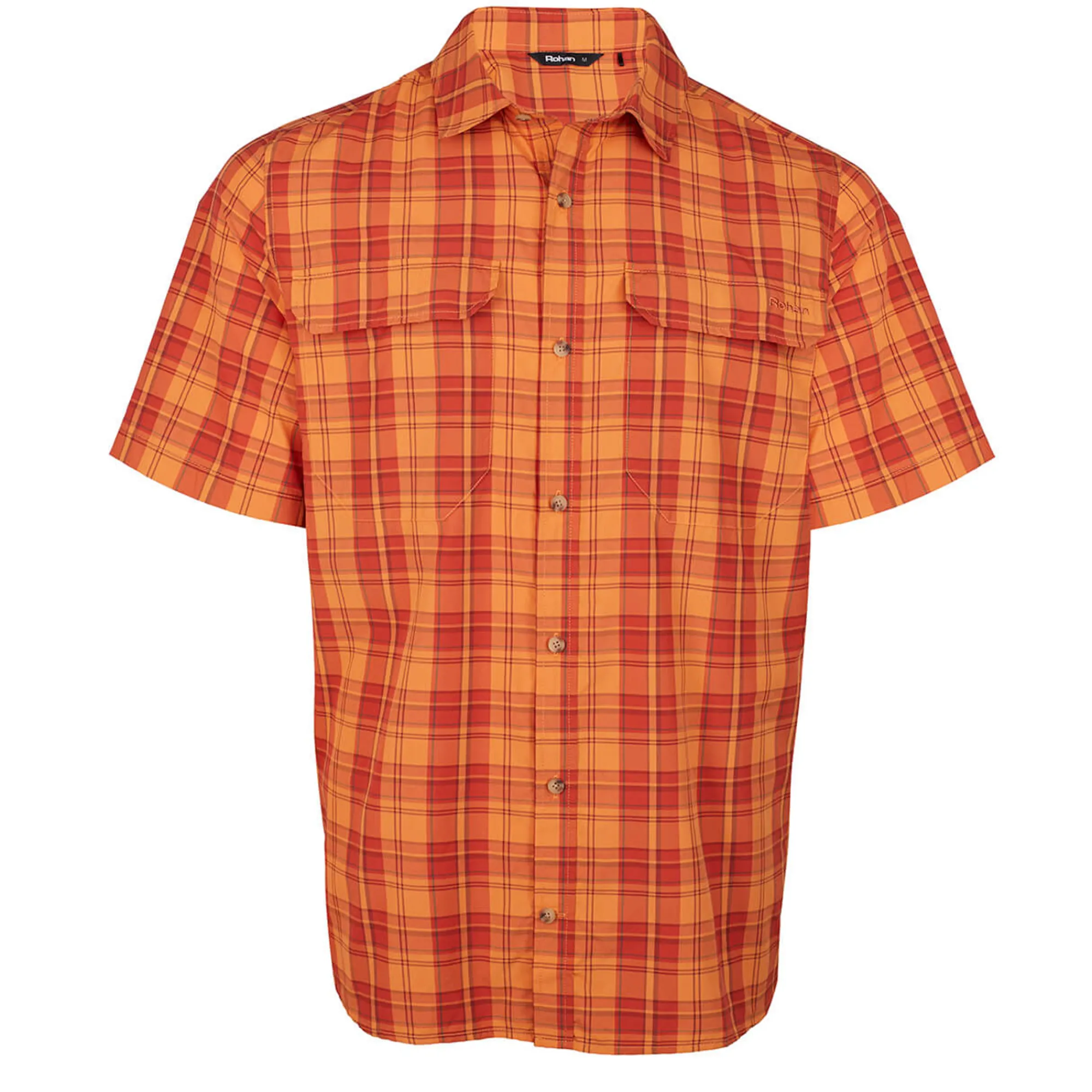 Men Rohan Men'S Pennine Short Sleeve Shirt Sunset Orange/Red Check