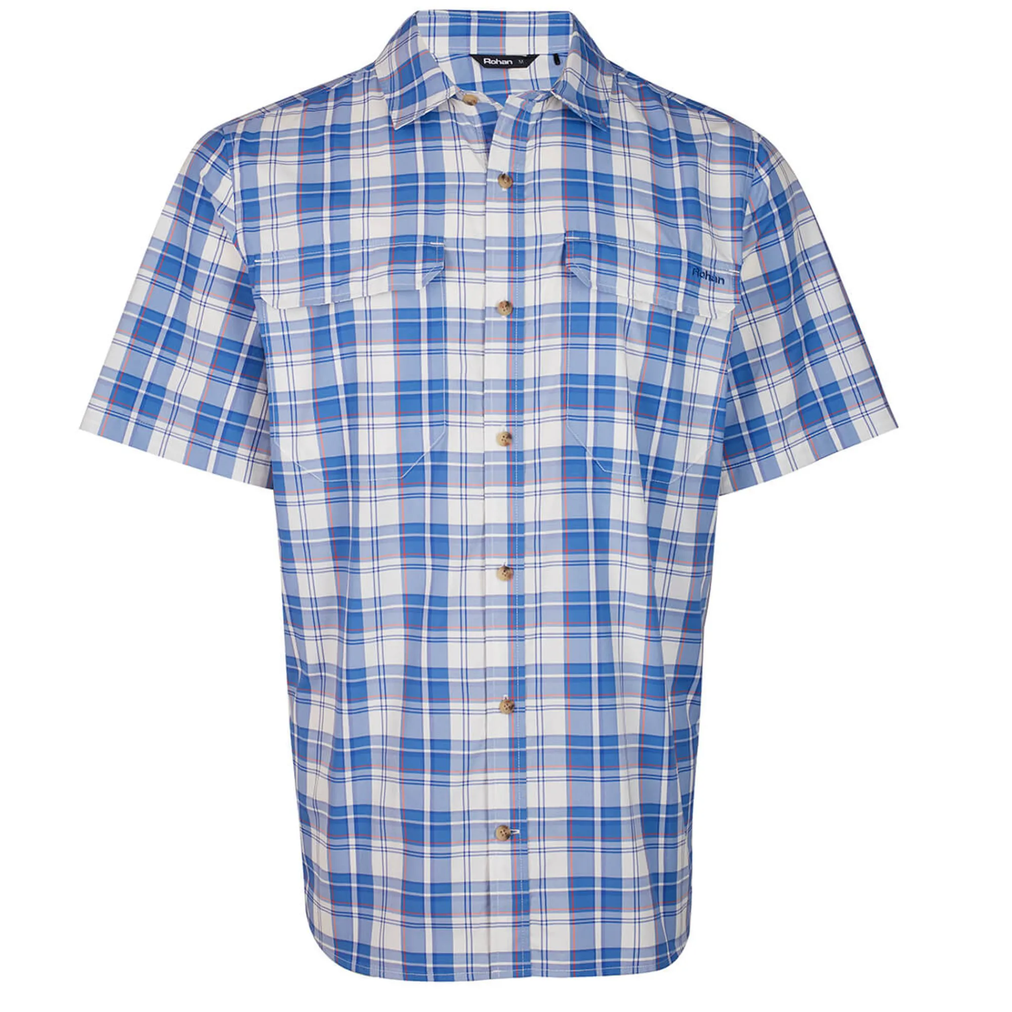 Men Rohan Men'S Pennine Short Sleeve Shirt Ecru/Island Blue Check
