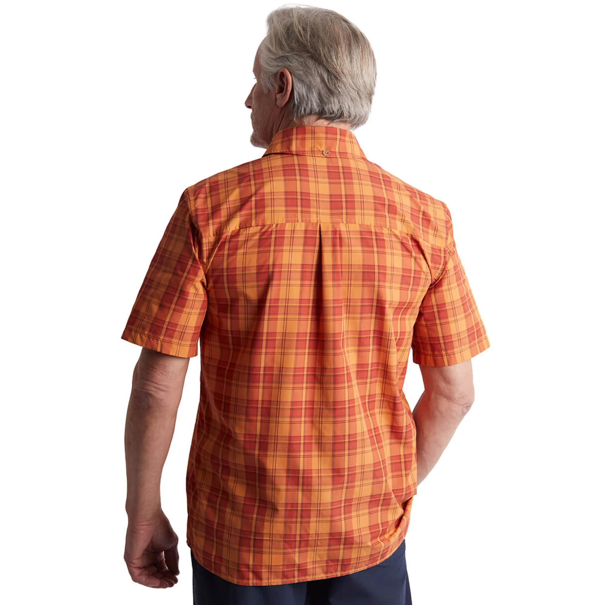 Men Rohan Men'S Pennine Short Sleeve Shirt Sunset Orange/Red Check
