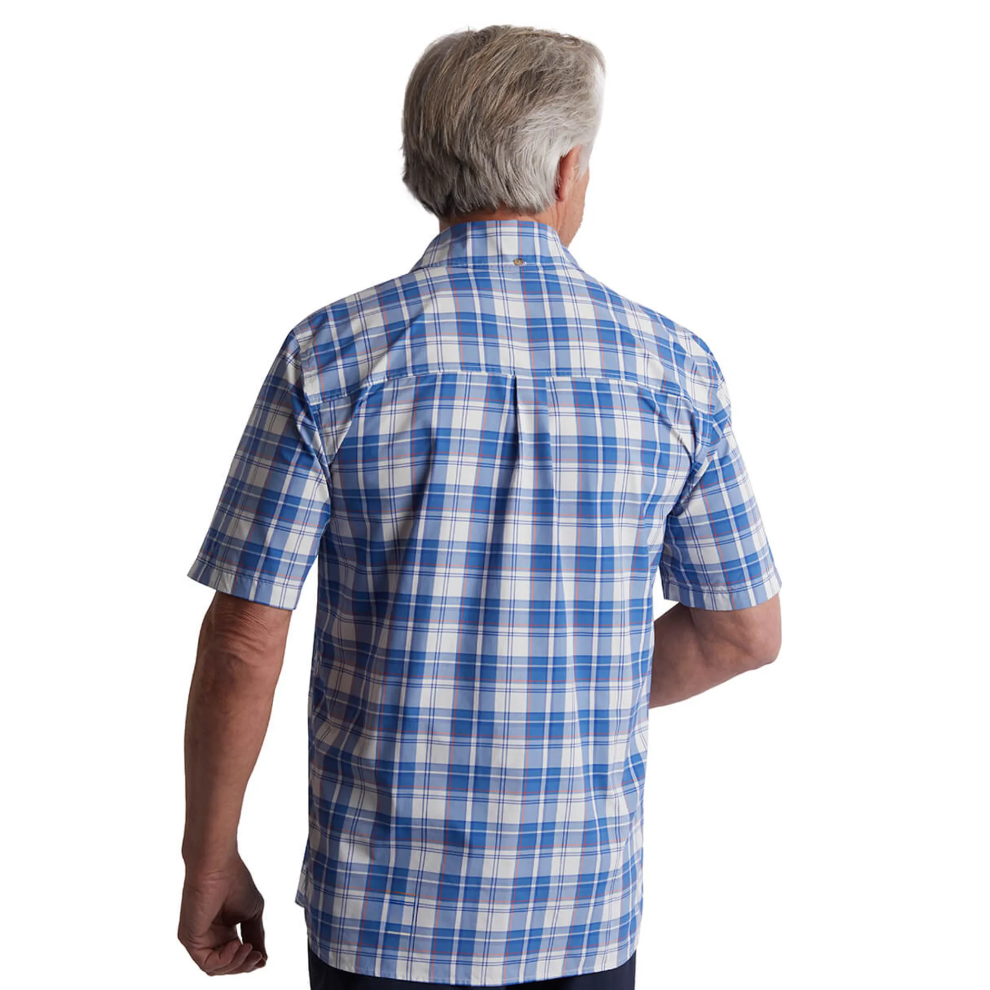 Men Rohan Men'S Pennine Short Sleeve Shirt Ecru/Island Blue Check
