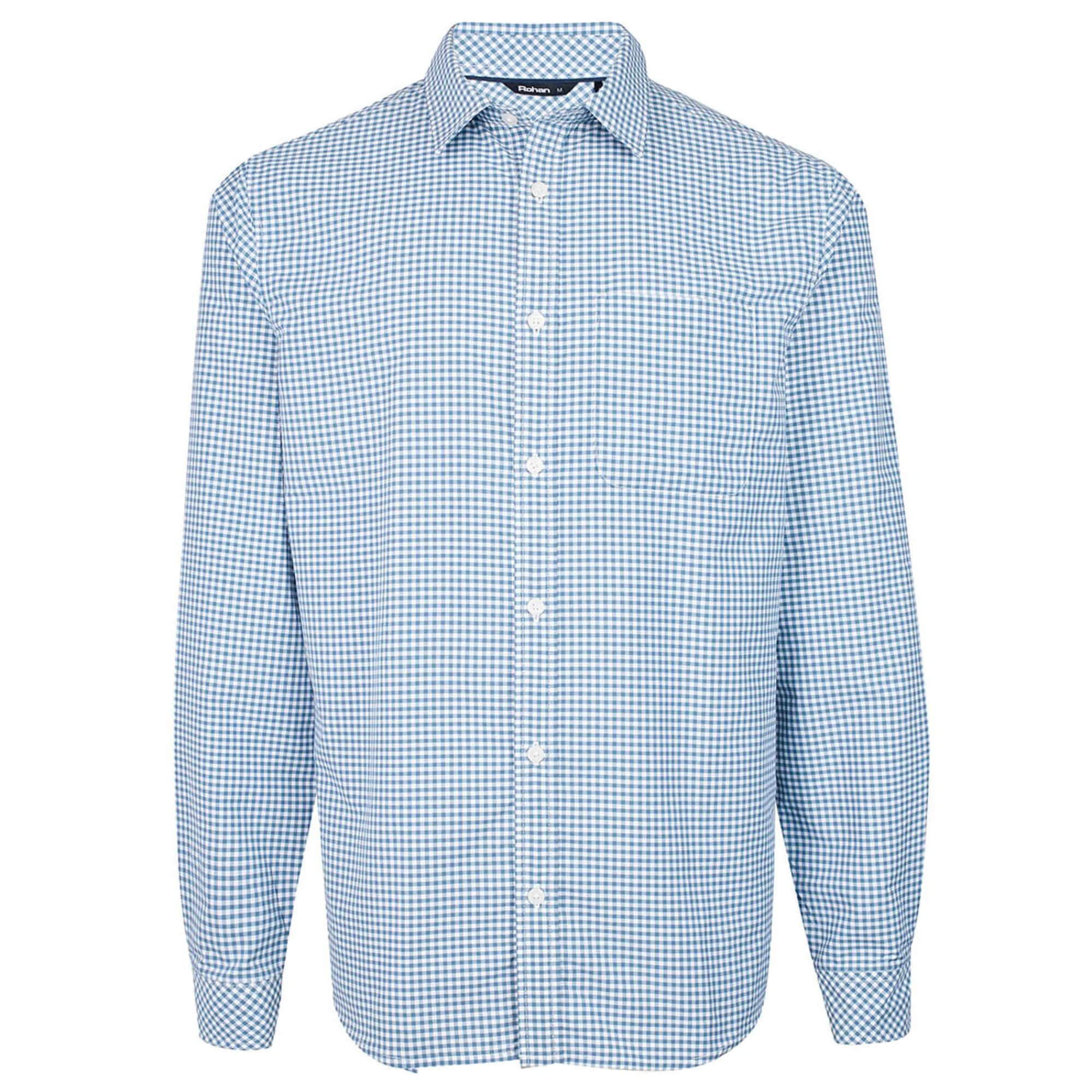 Men Rohan Men'S Portland Long Sleeve Shirt Shadow Blue Gingham