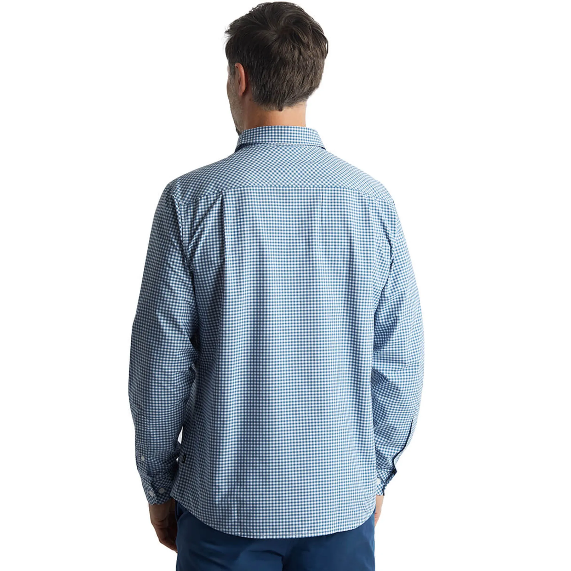 Men Rohan Men'S Portland Long Sleeve Shirt Shadow Blue Gingham