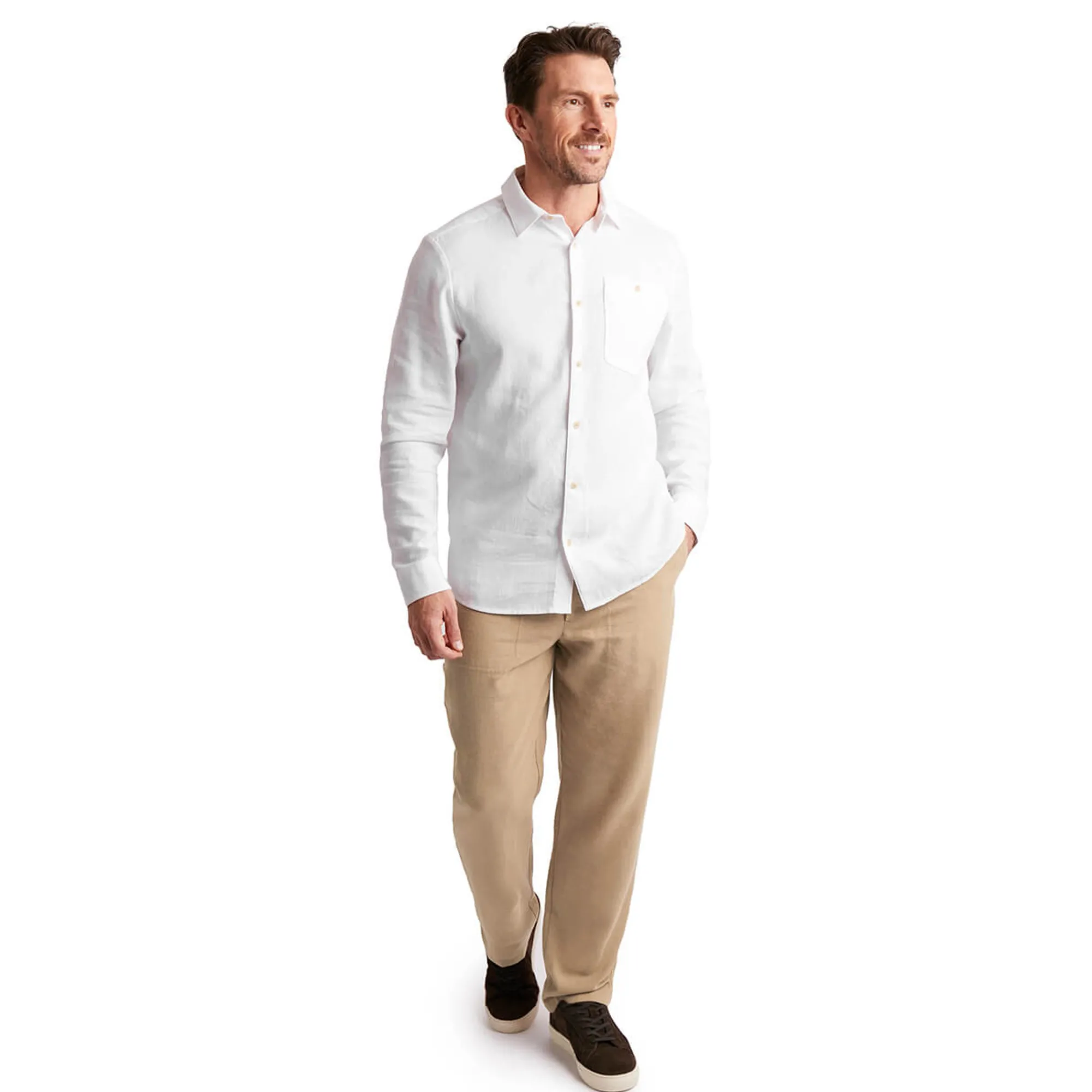 Men Rohan Men'S Porto Linen Long Sleeve Shirt White