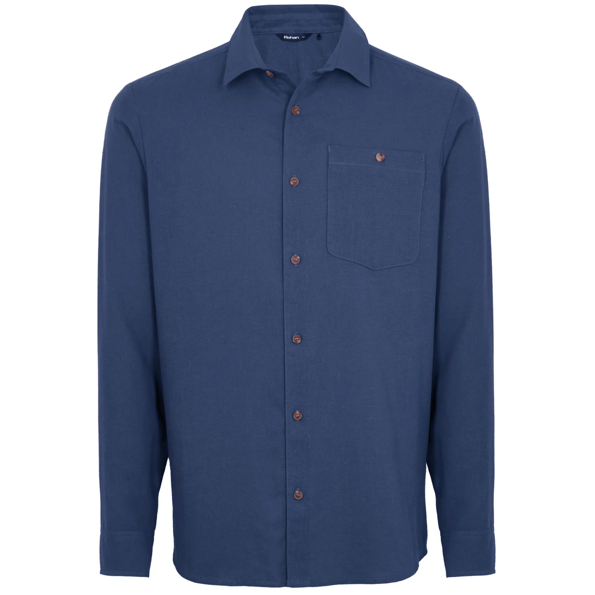 Men Rohan Men'S Porto Linen Long Sleeve Shirt Ocean Blue