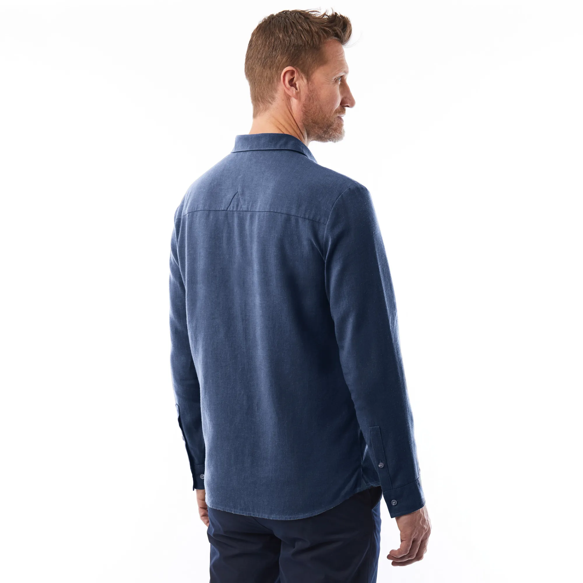Men Rohan Men'S Porto Linen Long Sleeve Shirt Ocean Blue