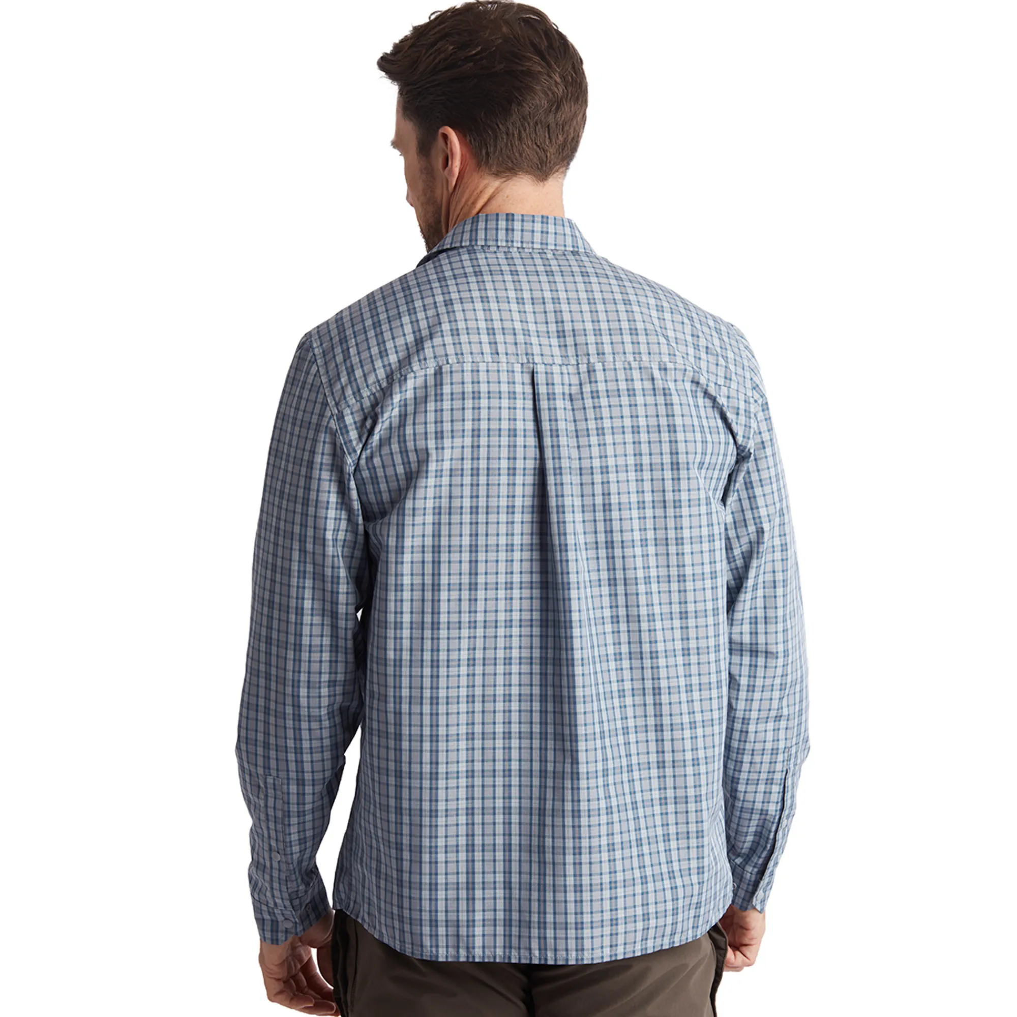Men Rohan Men'S Portreath Long Sleeve Shirt Shadow Blue Check