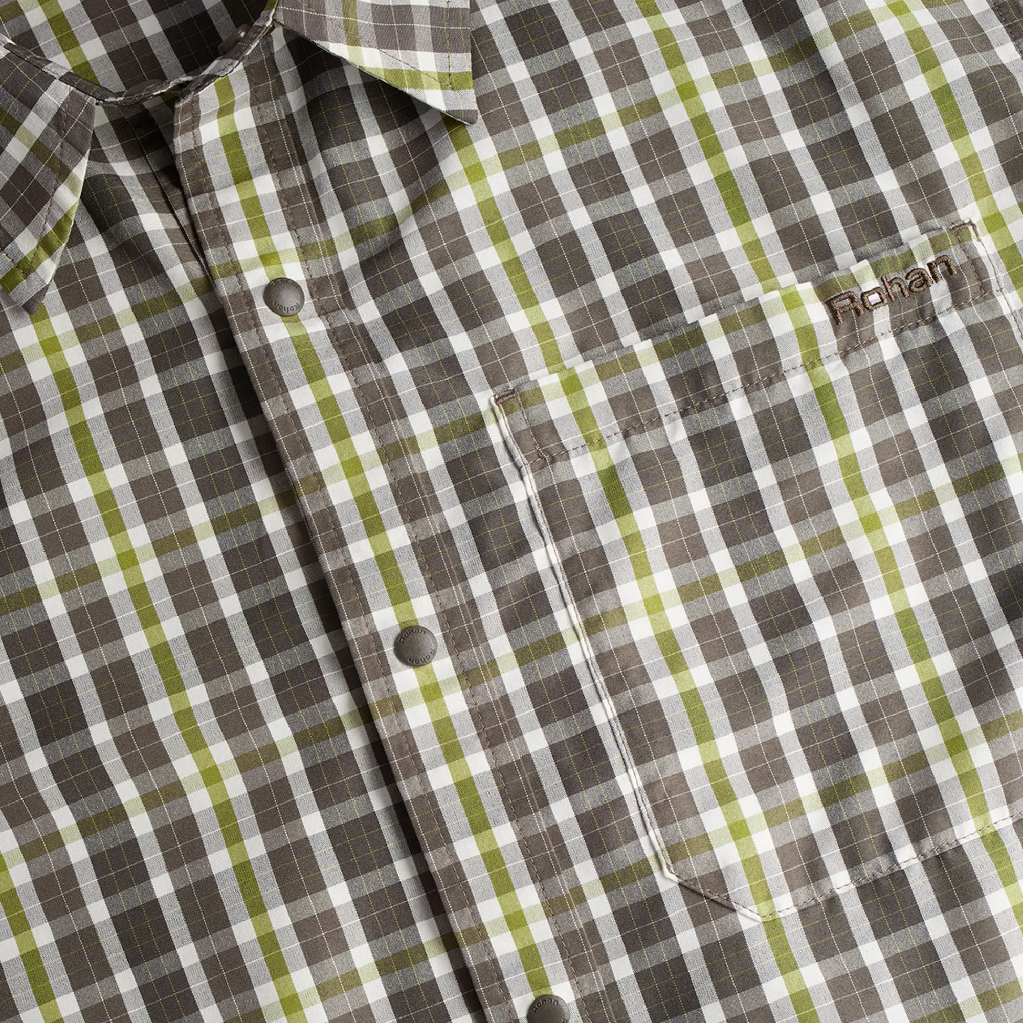 Men Rohan Men'S Portreath Long Sleeve Shirt Dark Olive Brown Check