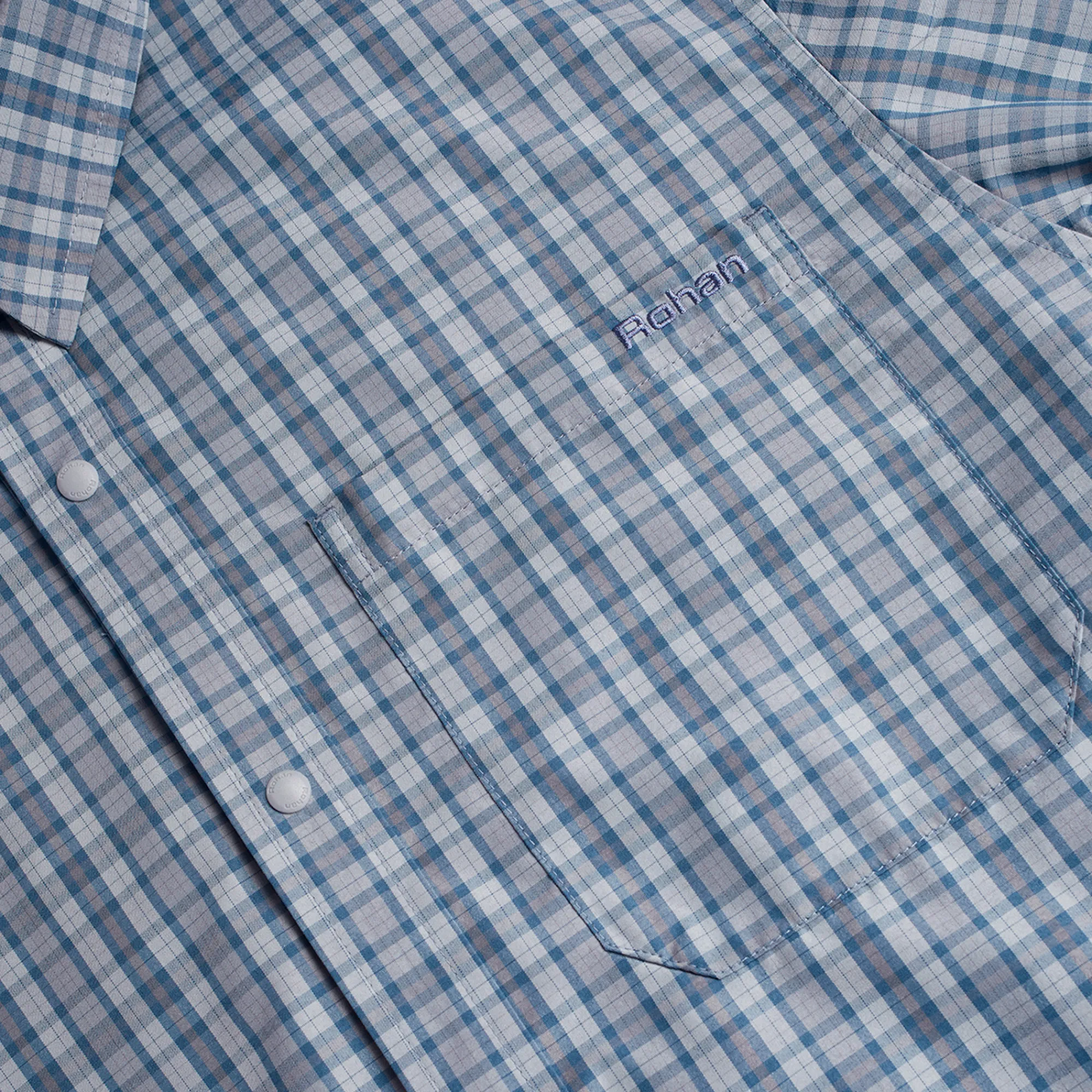 Men Rohan Men'S Portreath Long Sleeve Shirt Shadow Blue Check