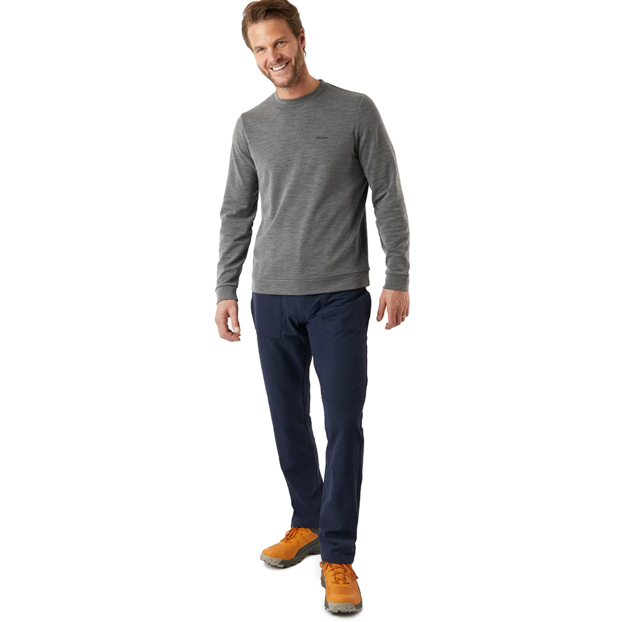 Men Rohan Men'S Radiant Merino Crew Dark Grey Marl