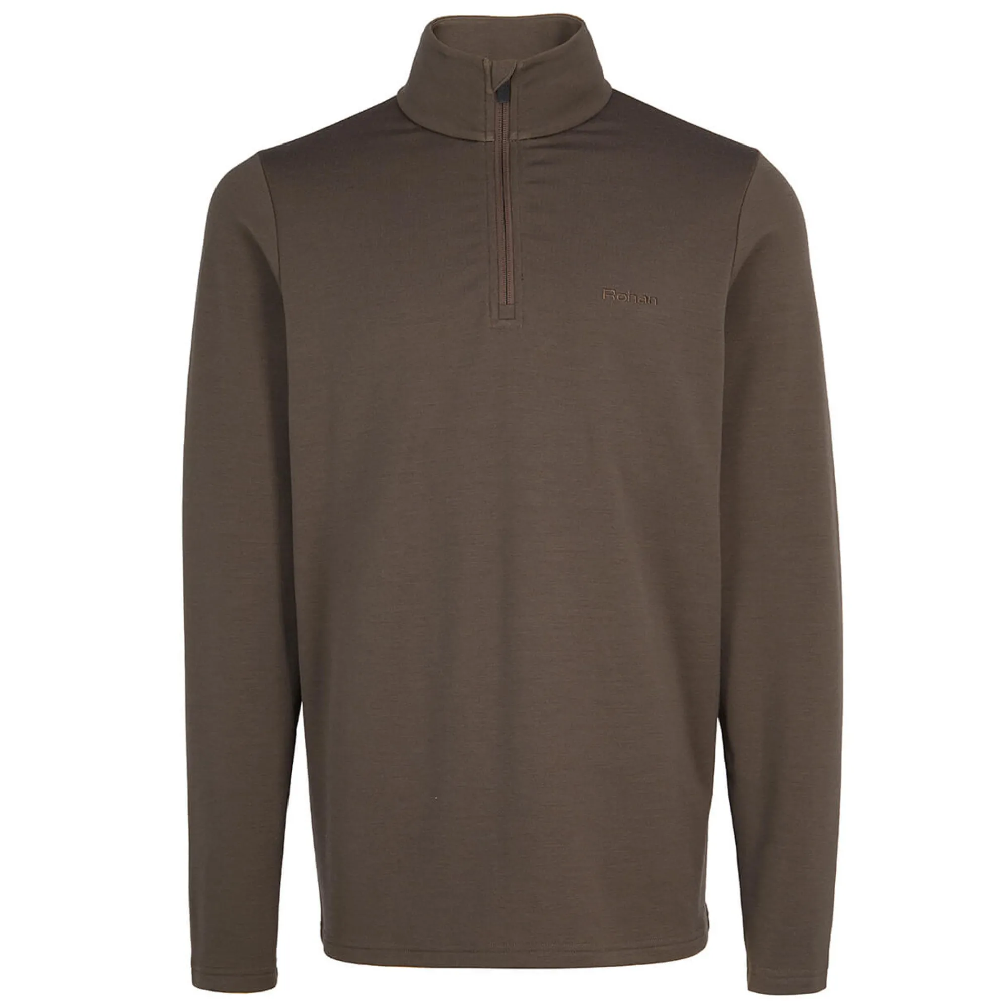 Men Rohan Men'S Radiant Merino Zip Neck Top Dark Olive Brown
