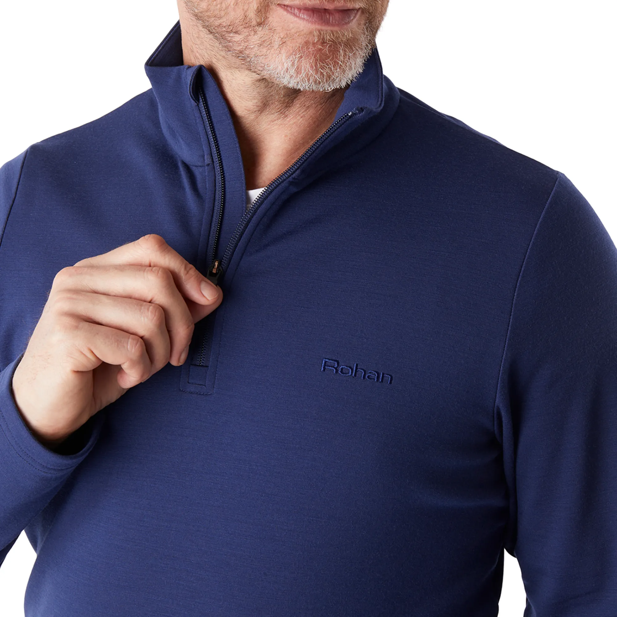 Men Rohan Men'S Radiant Merino Zip Neck Top Nautical Blue